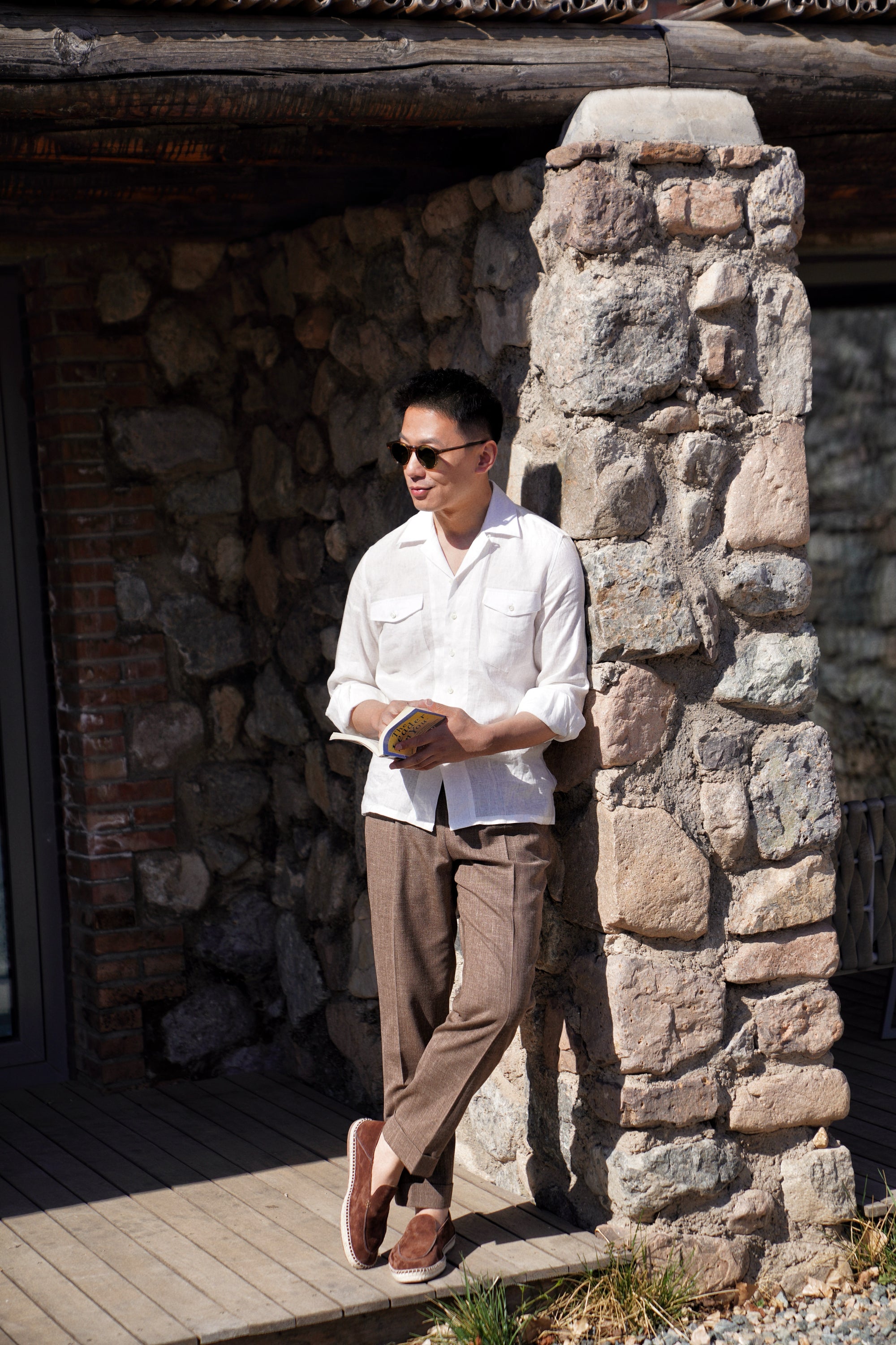 Off White Cuban Collar Linen Shirt #104