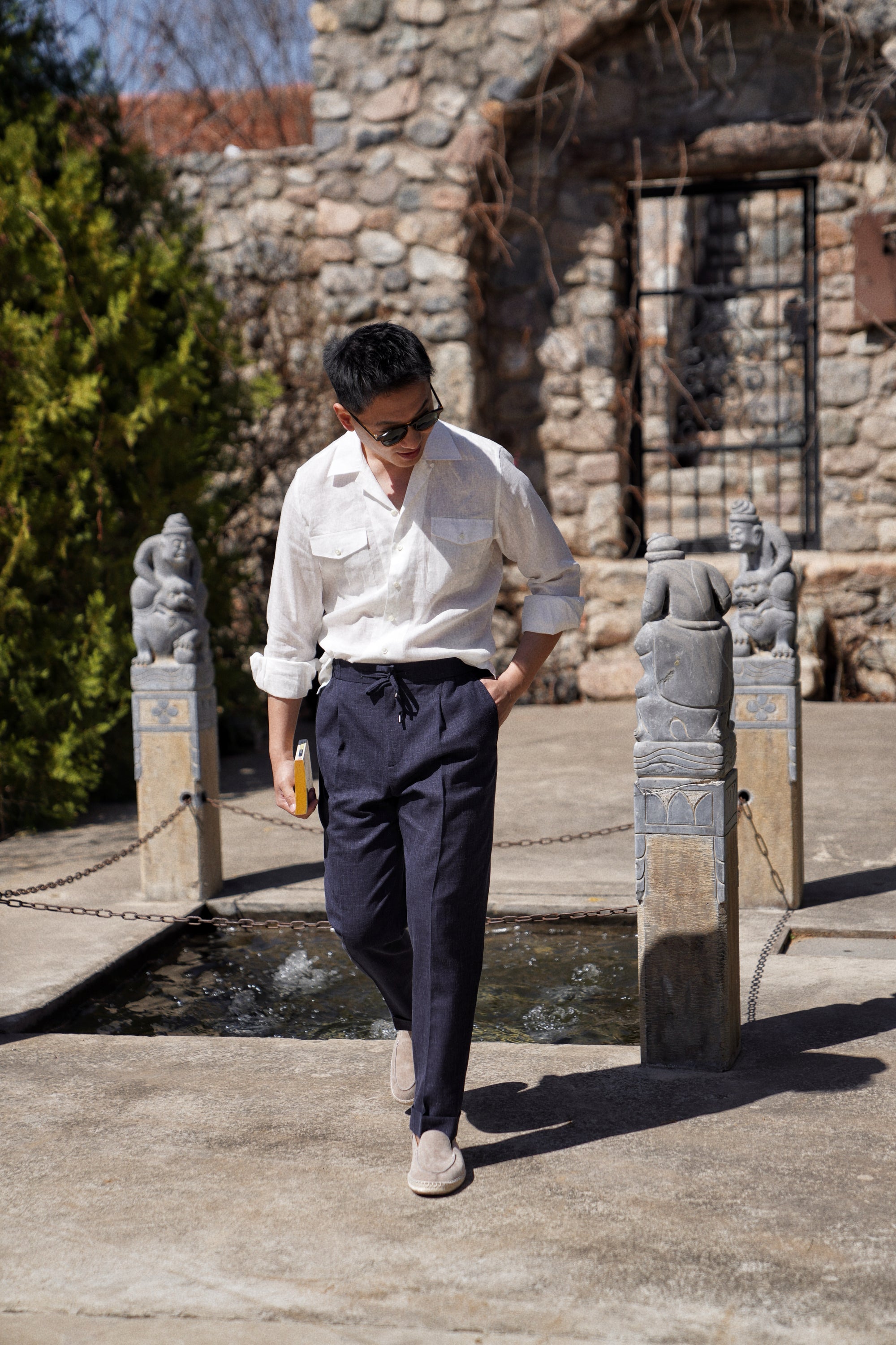 Off White Cuban Collar Linen Shirt #104