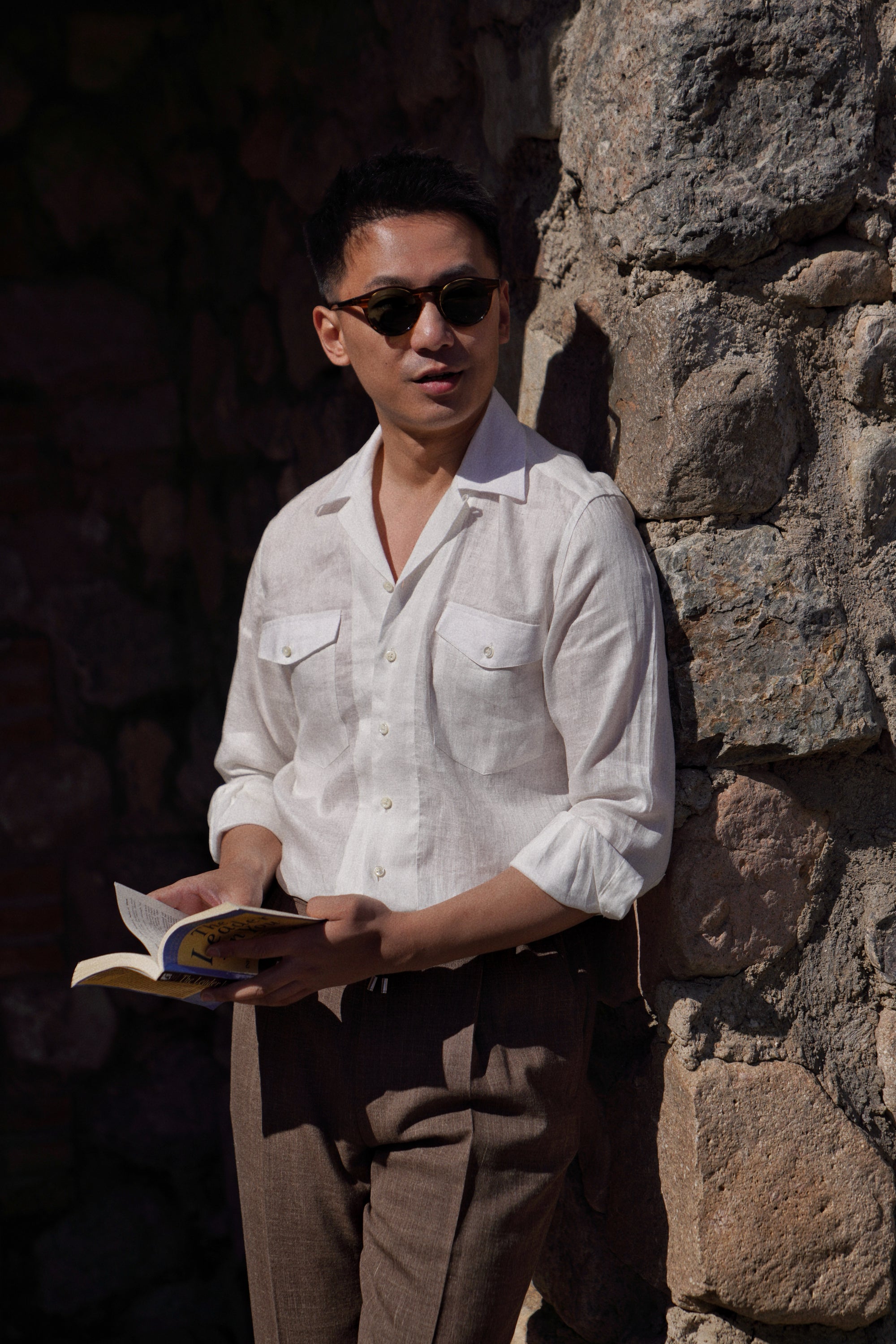 Off White Cuban Collar Linen Shirt #104