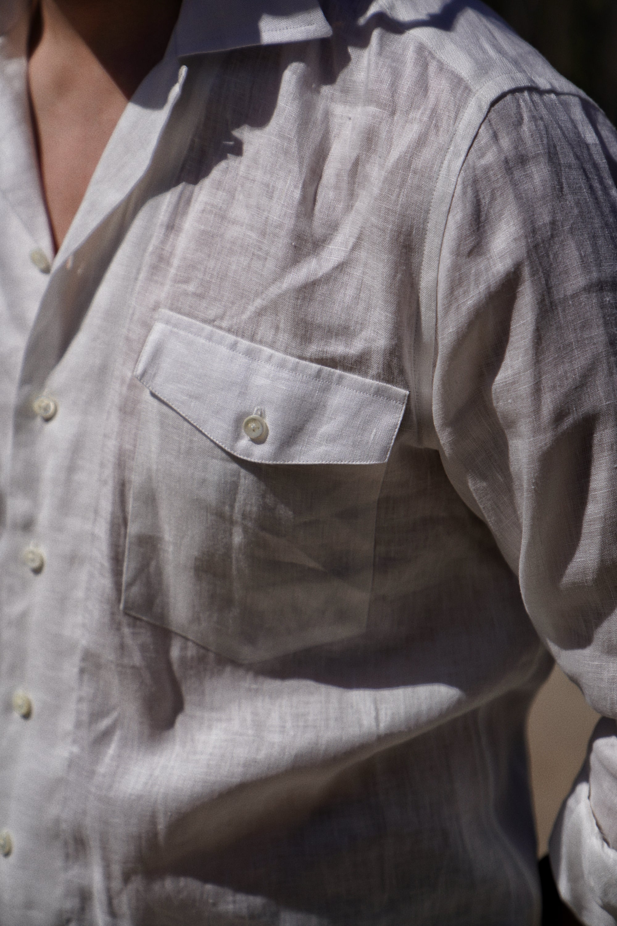 Off White Cuban Collar Linen Shirt #104