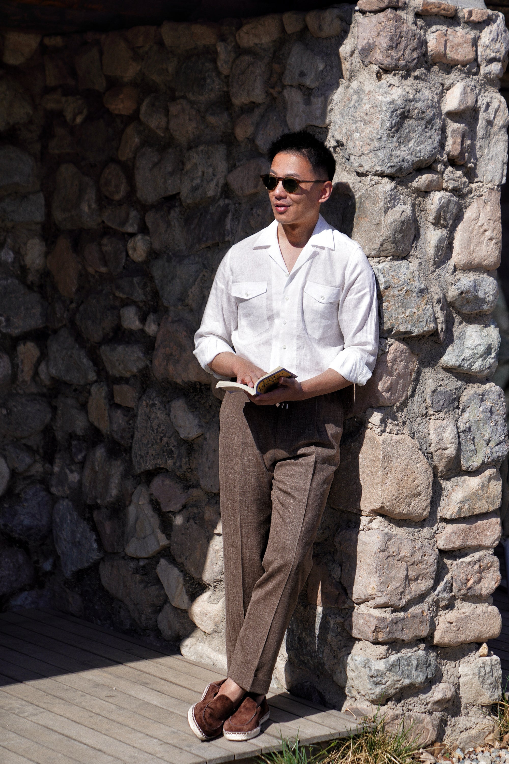 Off White Cuban Collar Linen Shirt #104