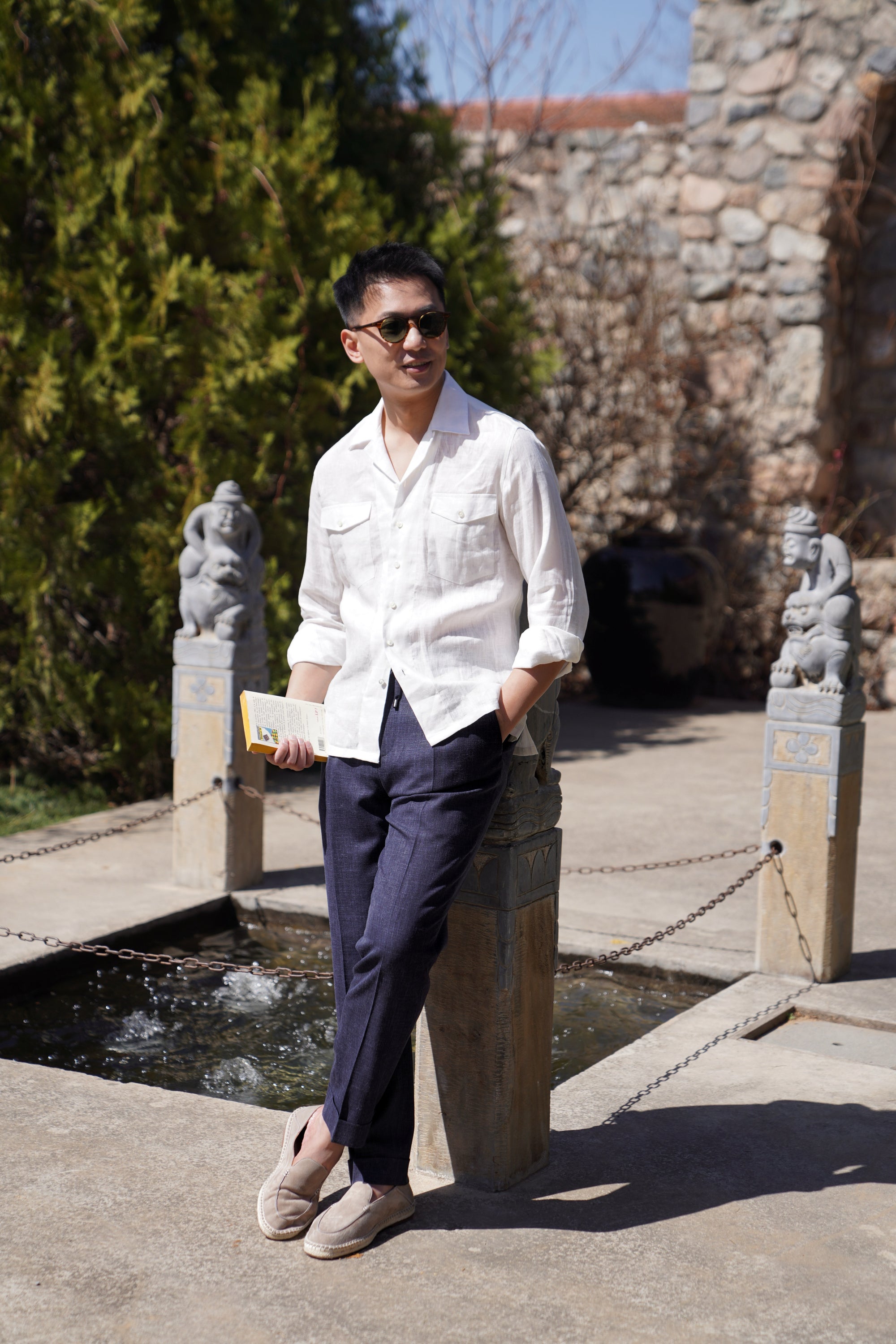 Off White Cuban Collar Linen Shirt #104