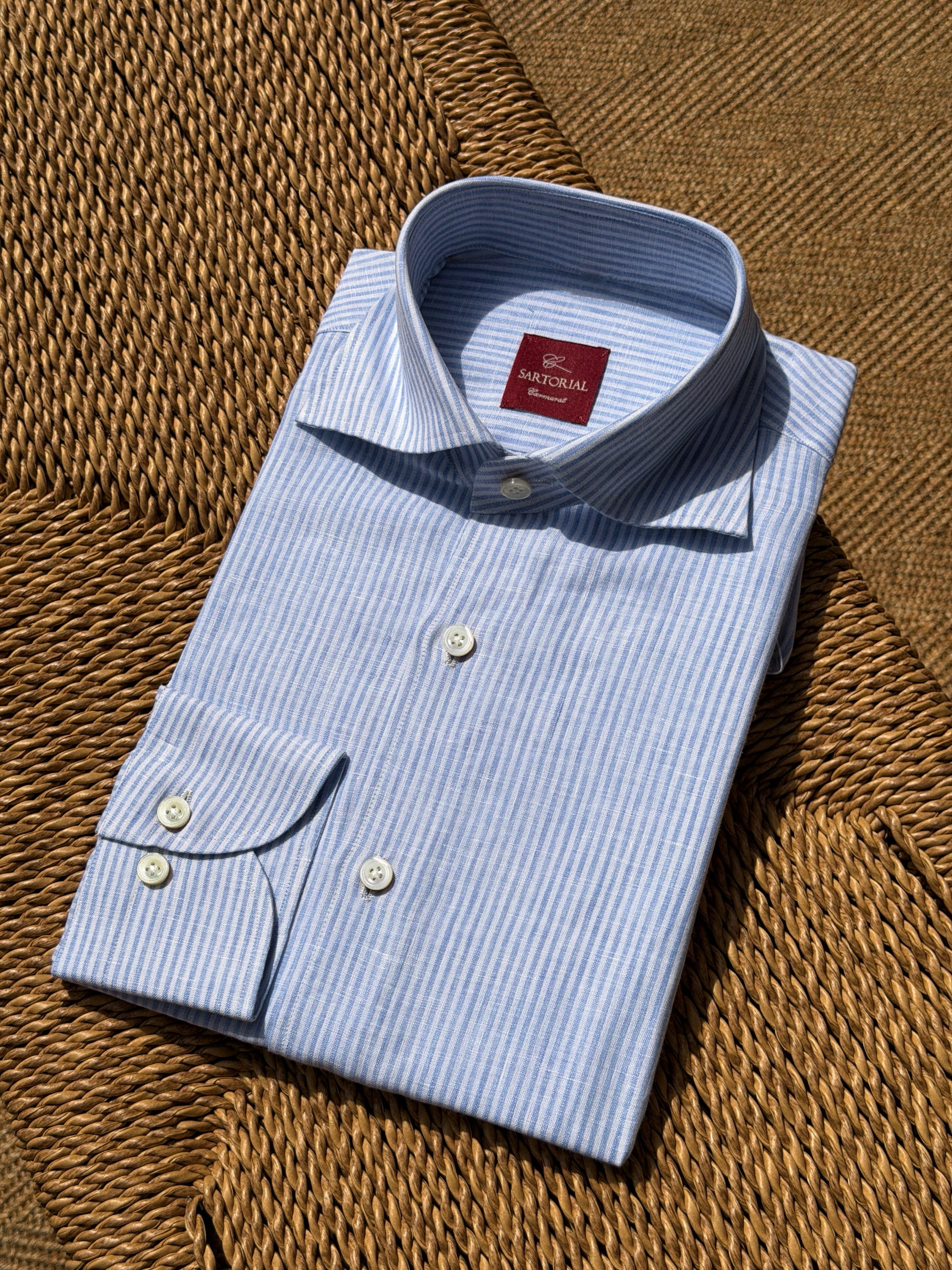 Burgundy Stripe / Blue Stripe Linen Shirt #XSDH25 #XSDH26