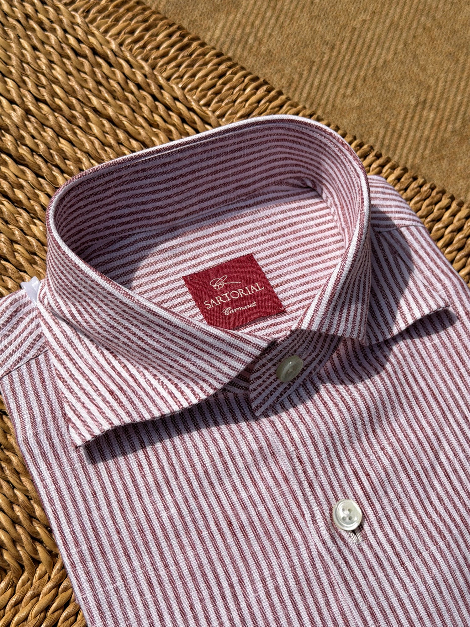 Burgundy Stripe / Blue Stripe Linen Shirt #XSDH25 #XSDH26