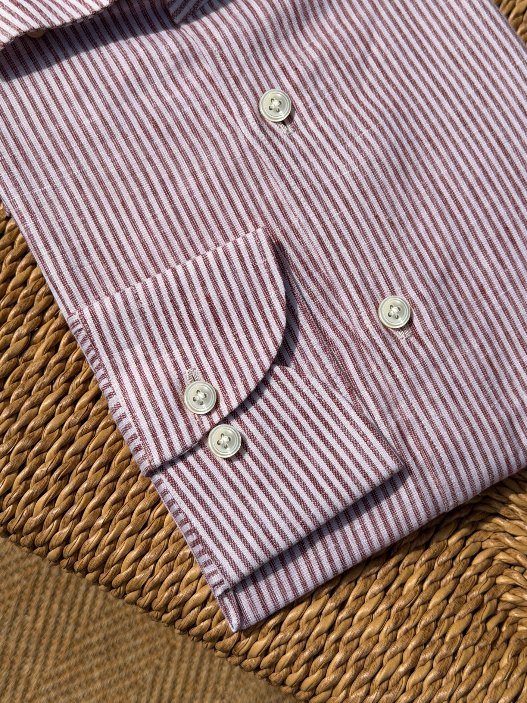 Burgundy Stripe / Blue Stripe Linen Shirt #XSDH25 #XSDH26