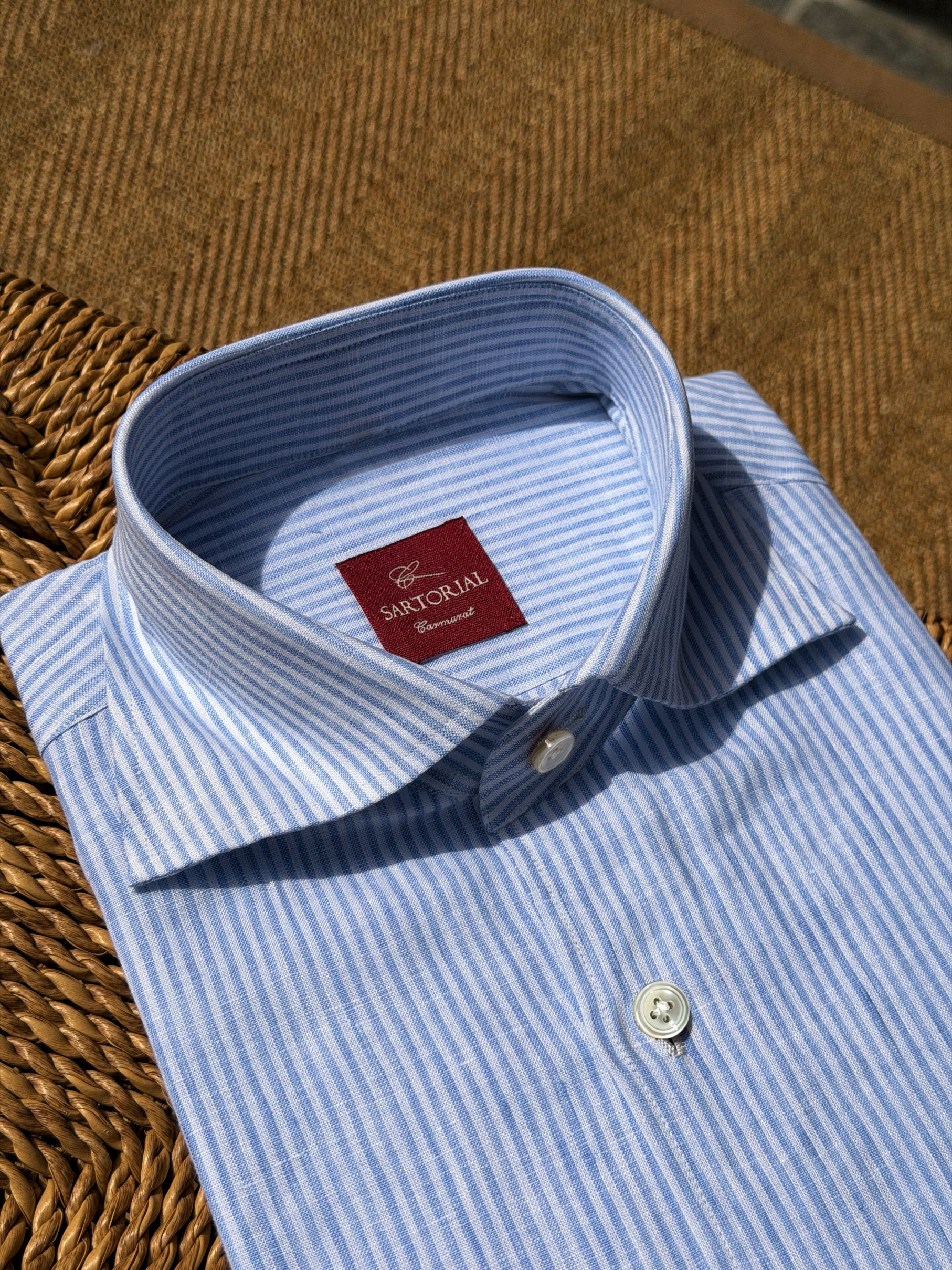 Burgundy Stripe / Blue Stripe Linen Shirt #XSDH25 #XSDH26