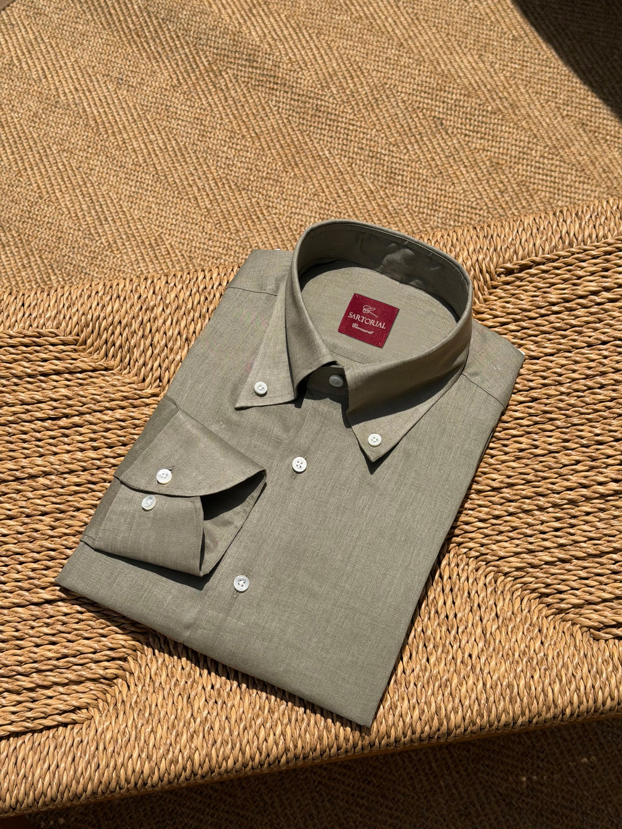 Olive Linen Shirt #XS40