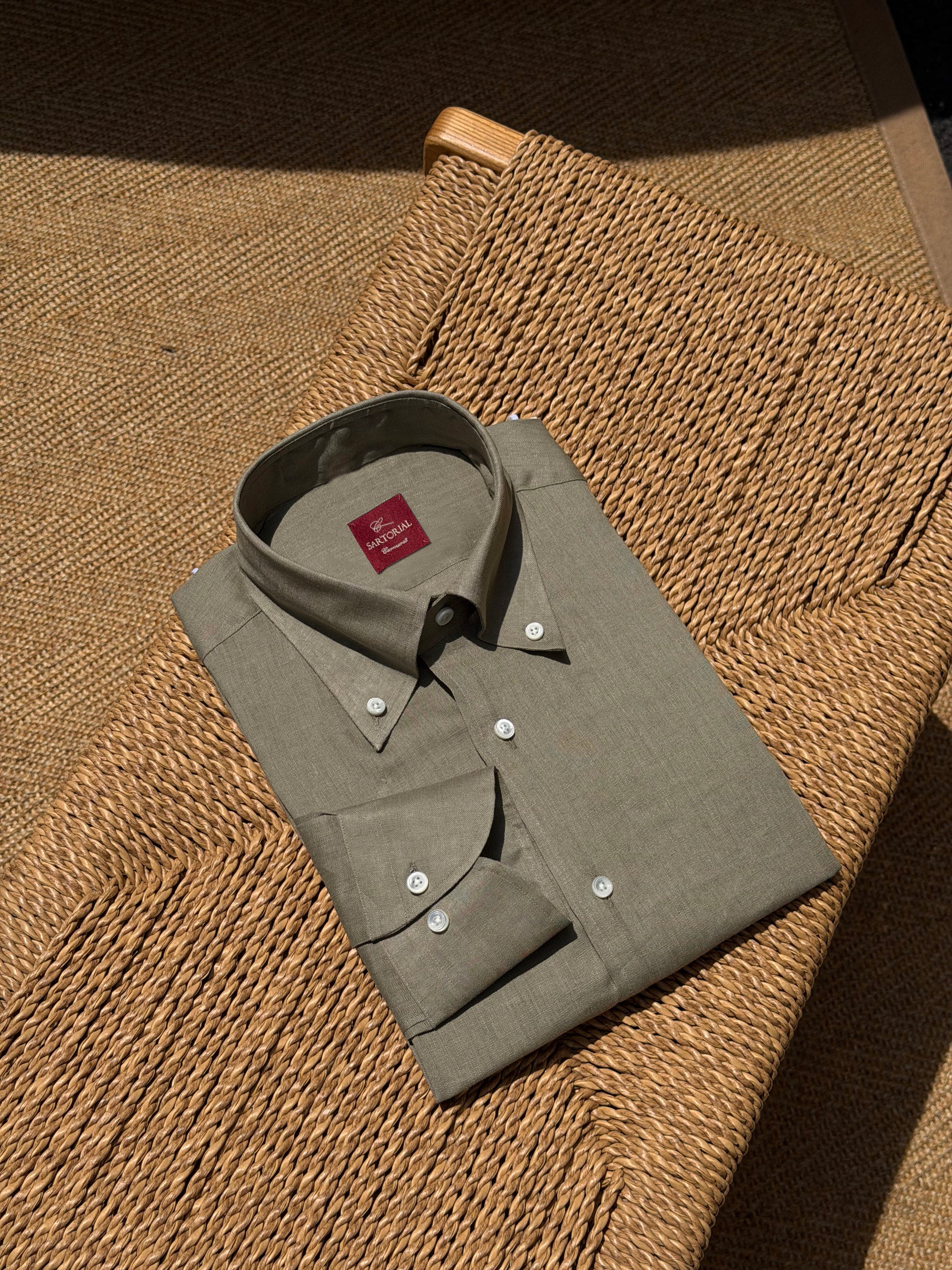 Olive Linen Shirt #XS40