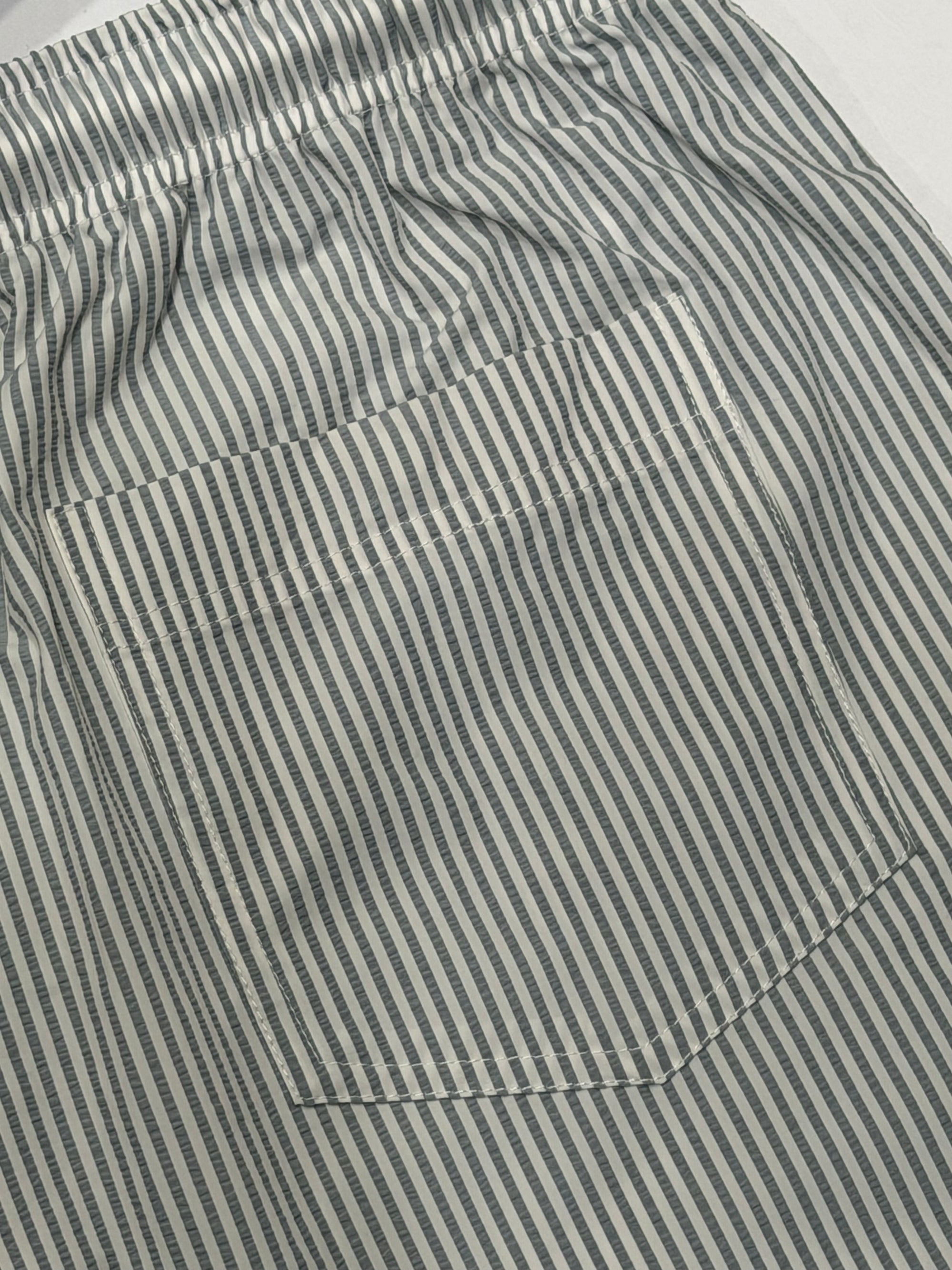 Seersucker Drawstring Beach Shorts