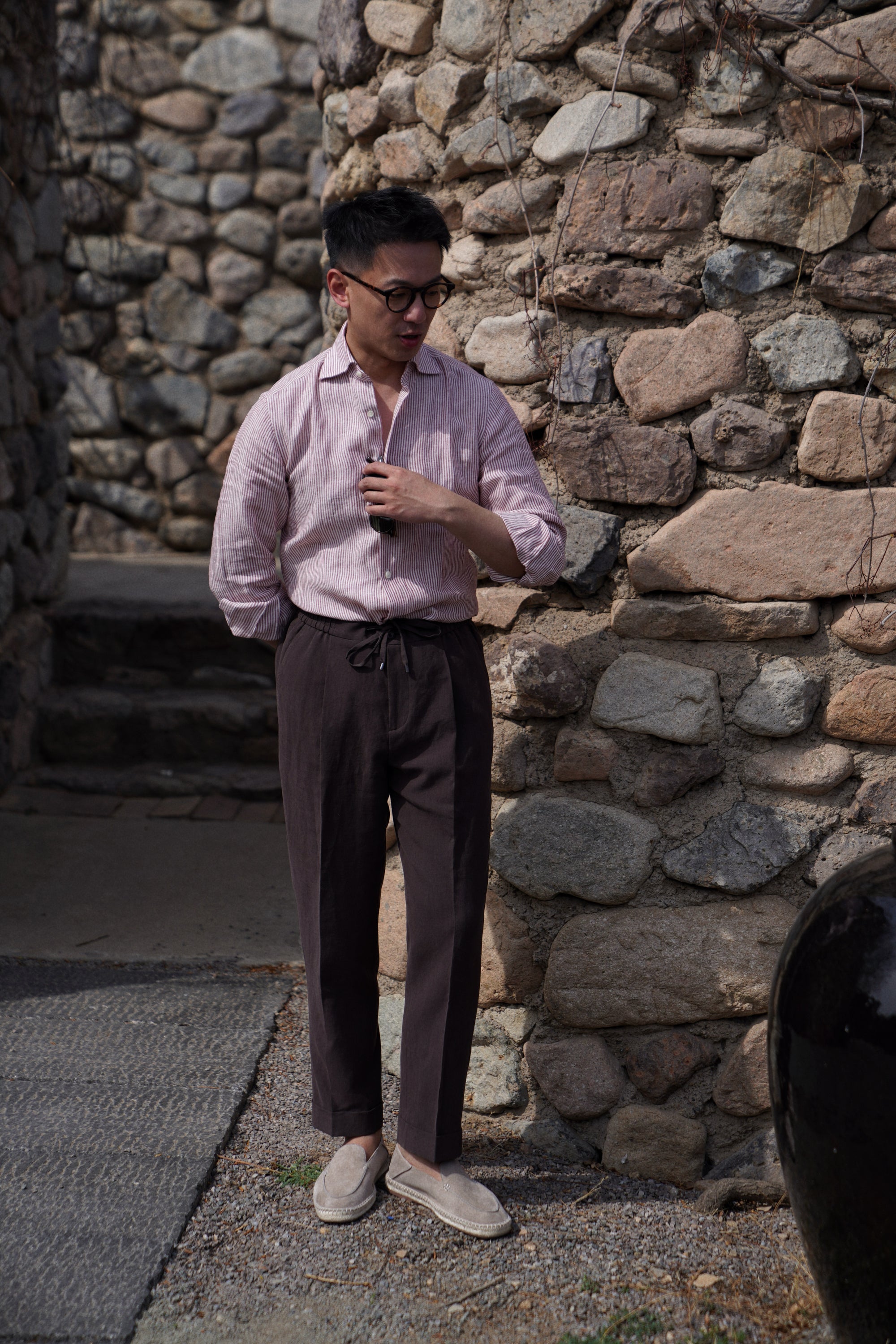 MTO Solbiati Art Du Lin Linen Drawstring Trousers