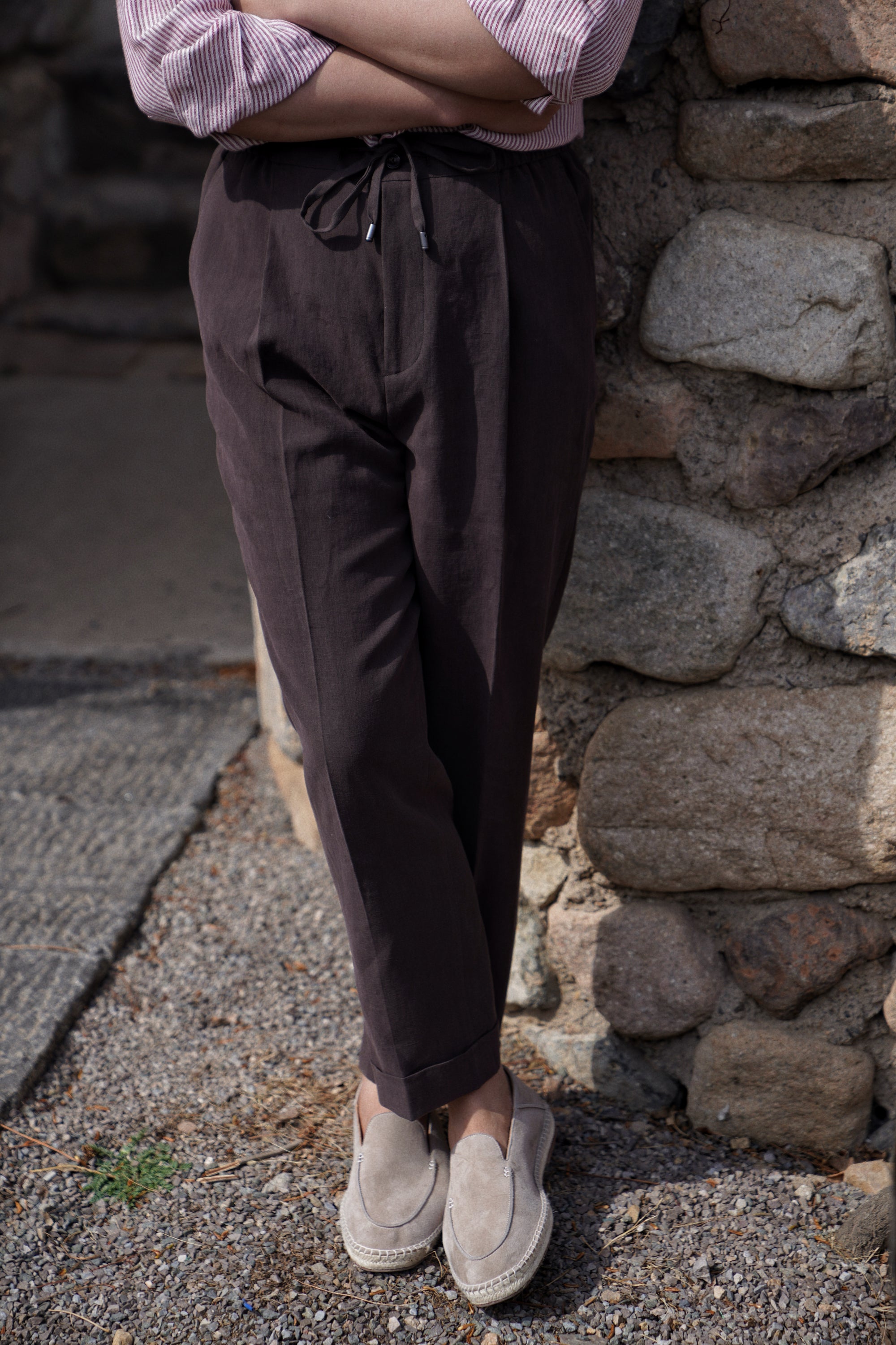 MTO Solbiati Art Du Lin Linen Drawstring Trousers