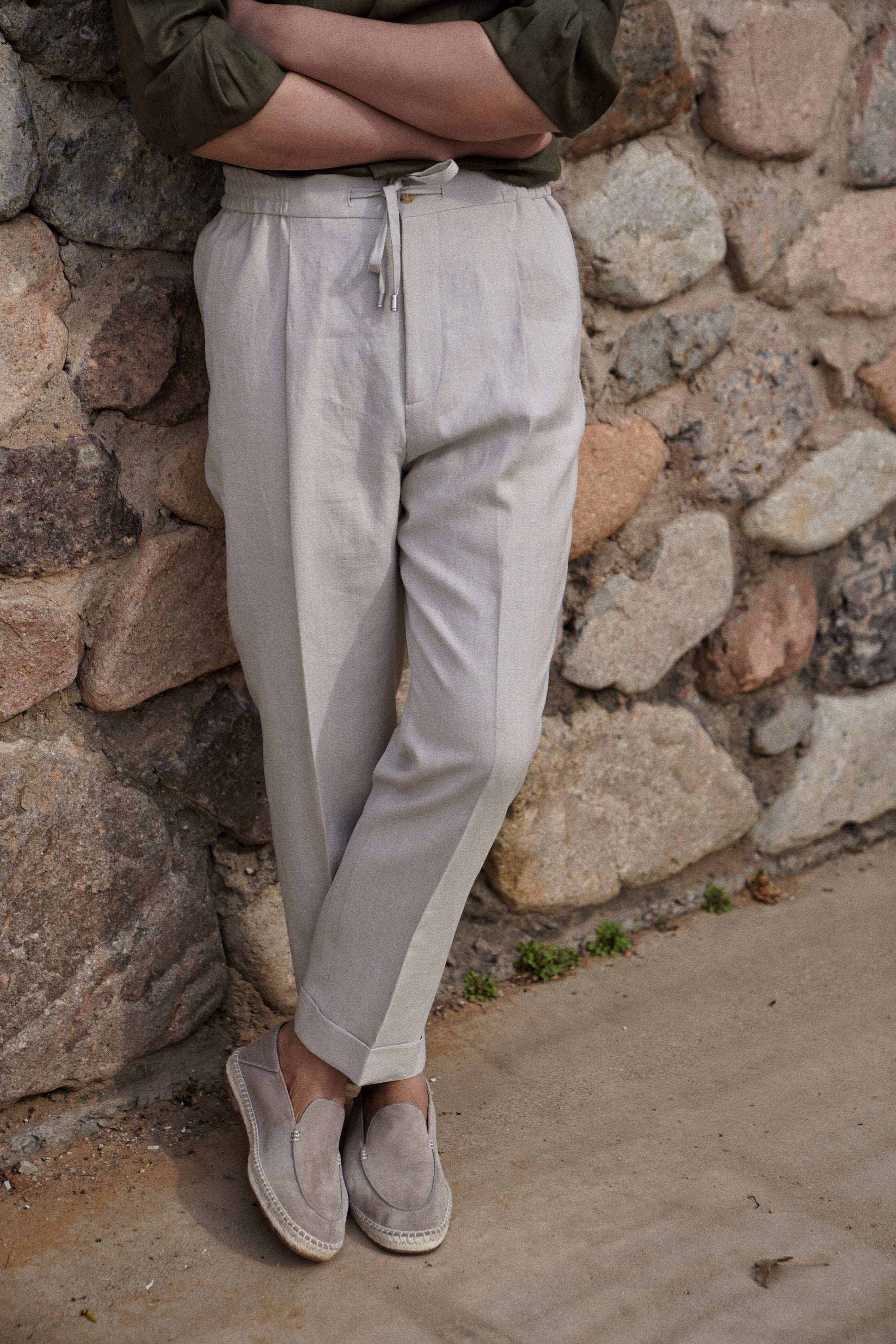 MTO Solbiati Art Du Lin Linen Drawstring Trousers