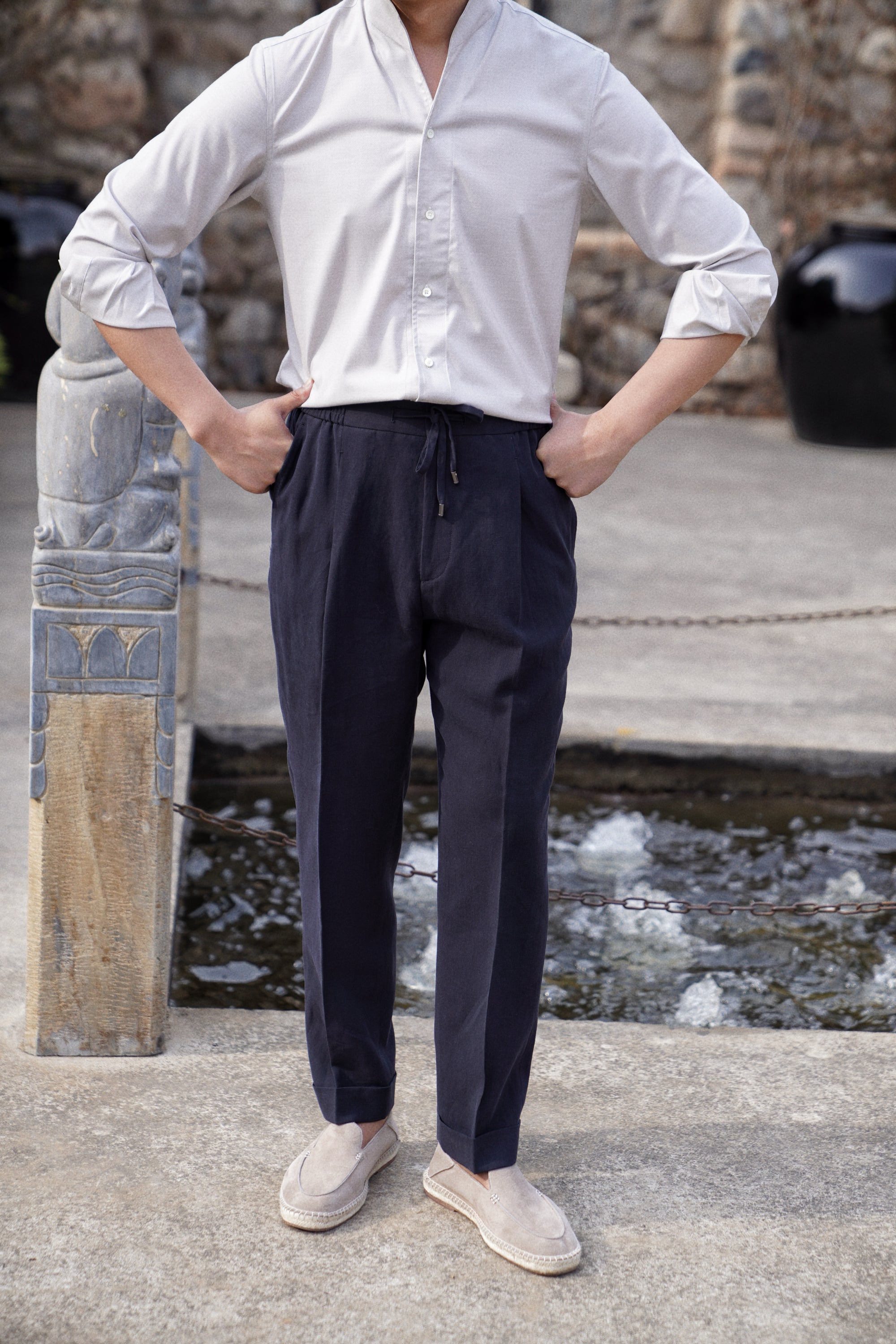 MTO Solbiati Art Du Lin Linen Drawstring Trousers