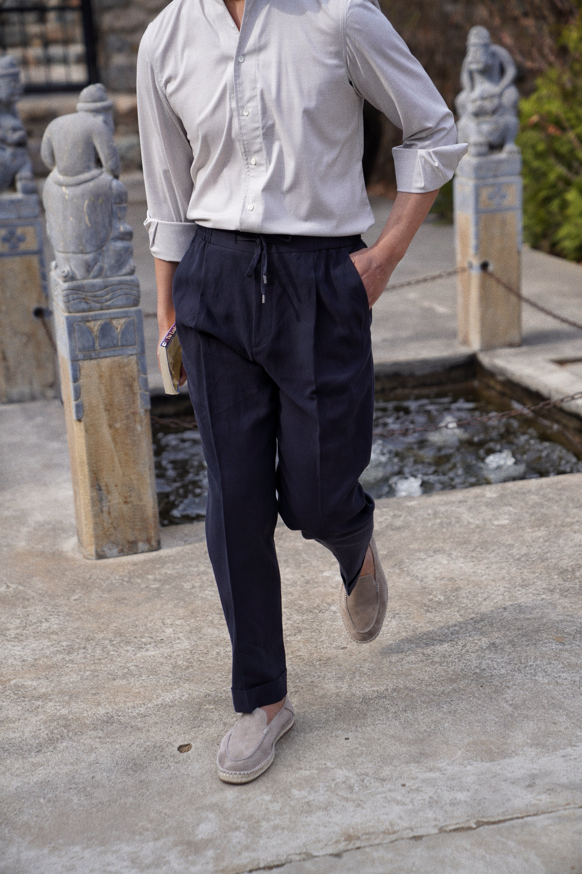 MTO Solbiati Art Du Lin Linen Drawstring Trousers
