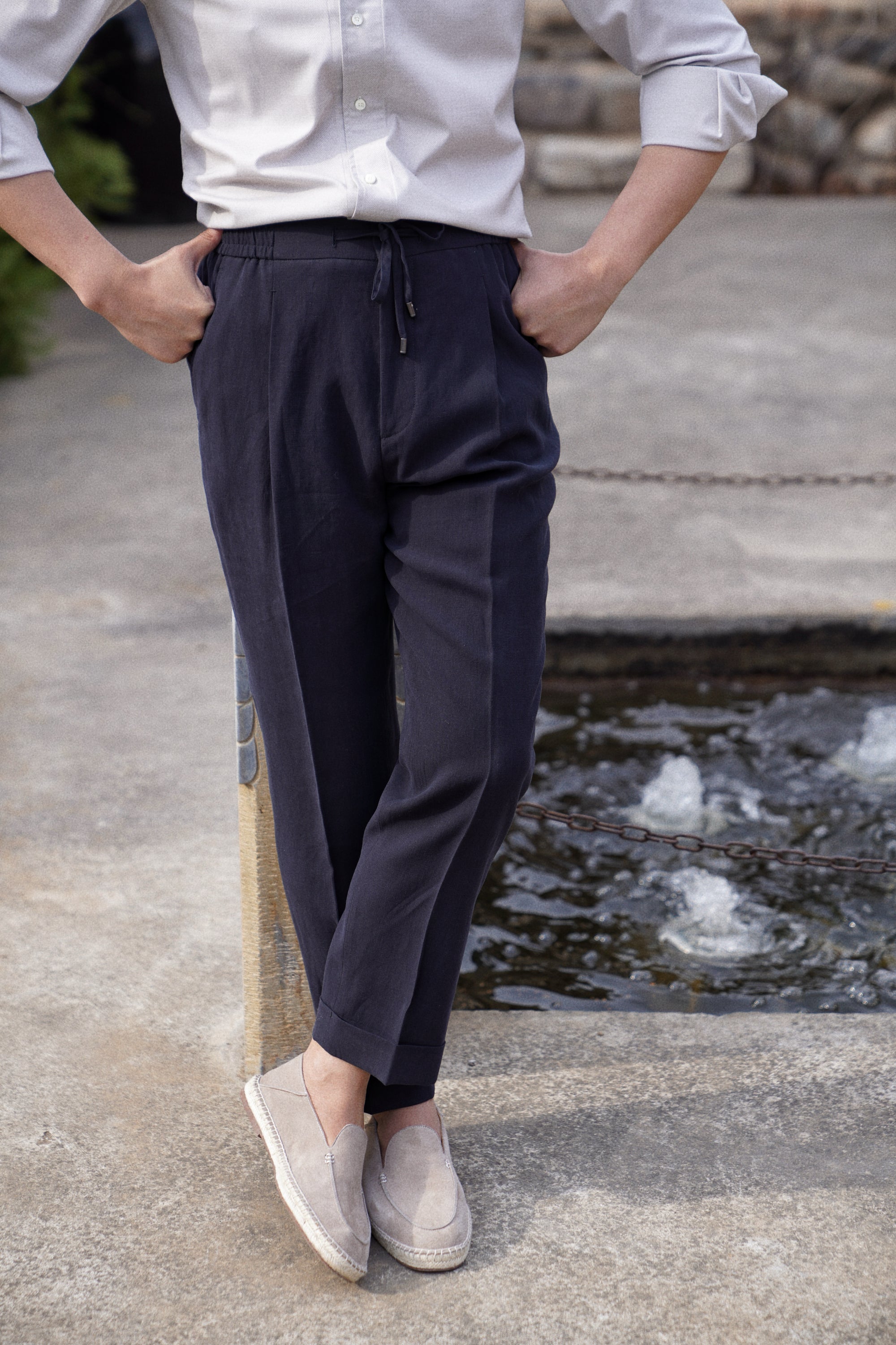 MTO Solbiati Art Du Lin Linen Drawstring Trousers