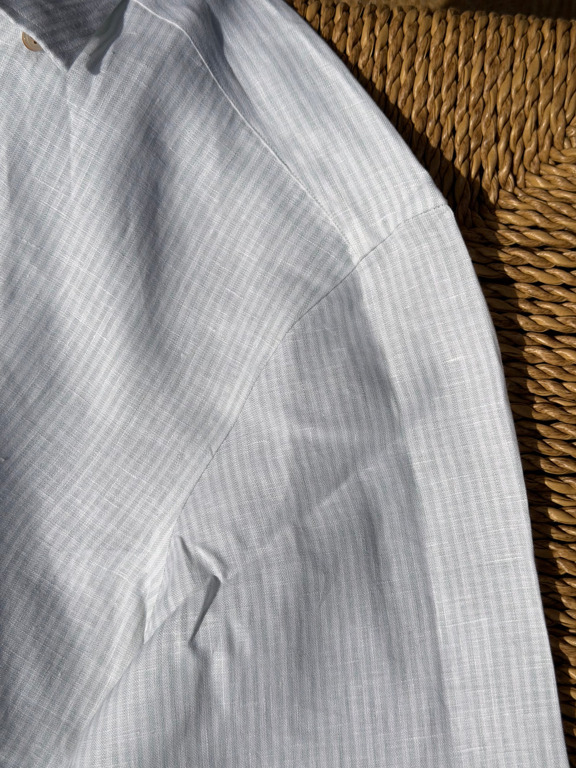 MTO Handcrafted Monti Tangerine Stripe / Pale Olive Stripe Linen Shirt #71 #72