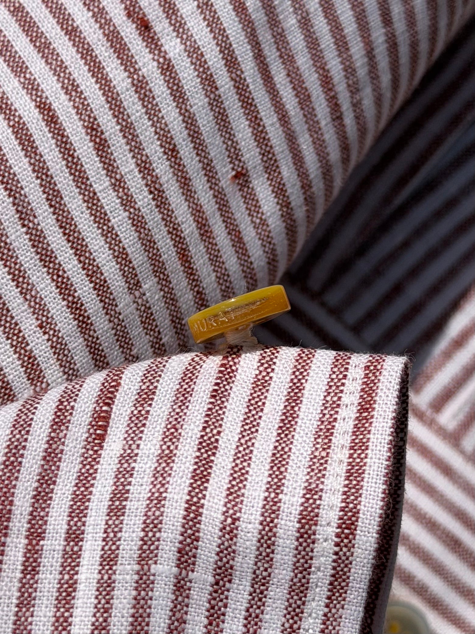 MTO Handcrafted Monti Burgundy Stripe / Pale Blue Stripe Linen Shirt #70 #73
