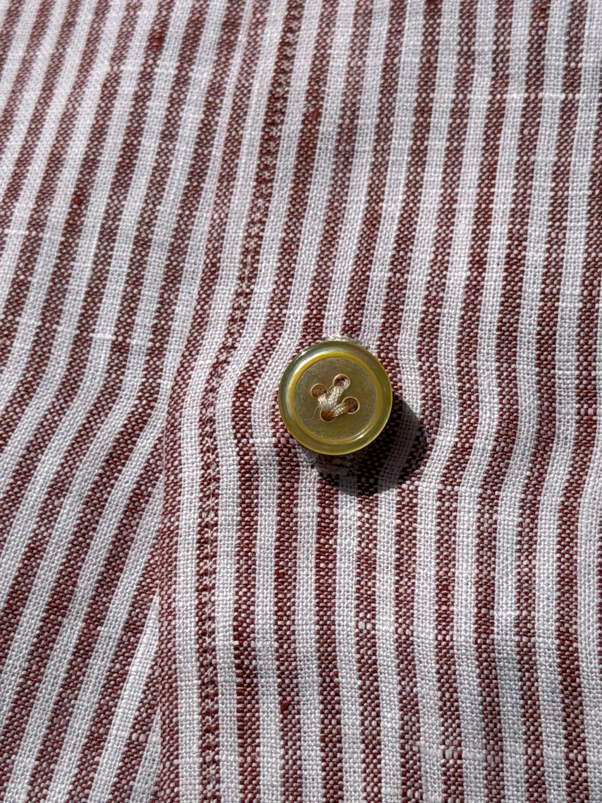 MTO Handcrafted Monti Burgundy Stripe / Pale Blue Stripe Linen Shirt #70 #73
