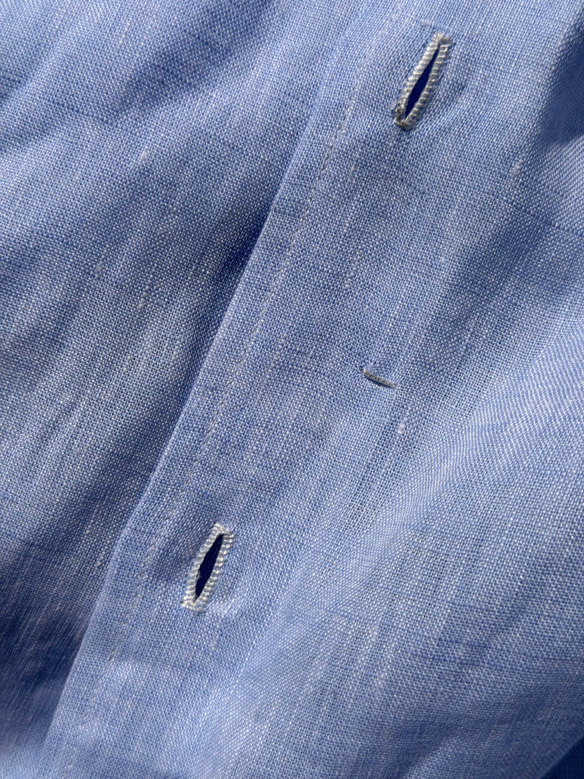 MTO Handcrafted Canclini Stone Green / Pale Blue Linen Shirt #67 #69