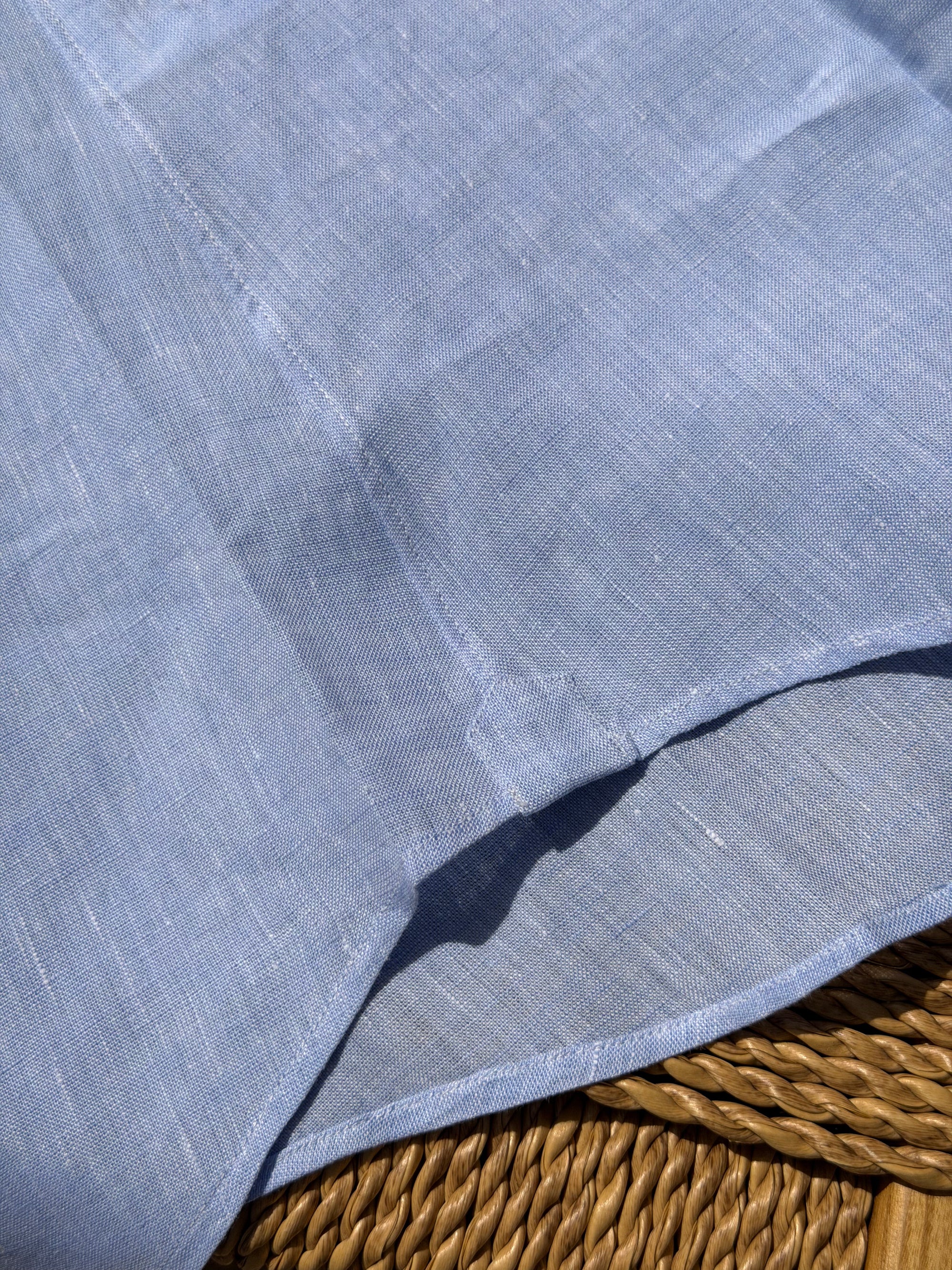 MTO Handcrafted Canclini Stone Green / Pale Blue Linen Shirt #67 #69
