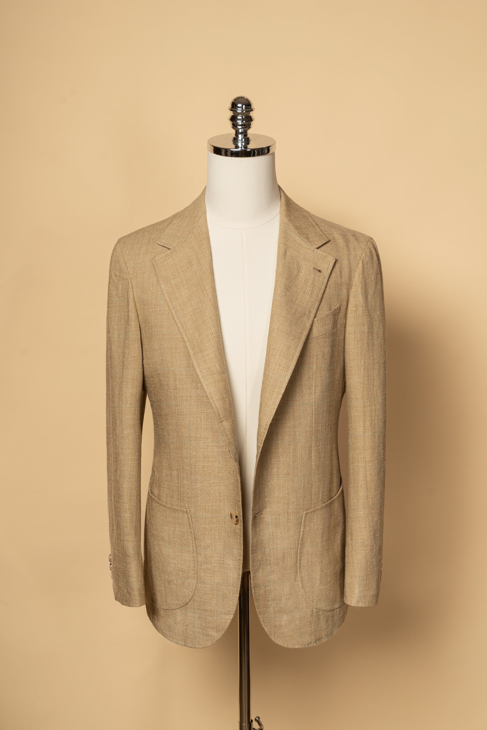 MTO Gold Windowpane Linen Cotton Jacket #649