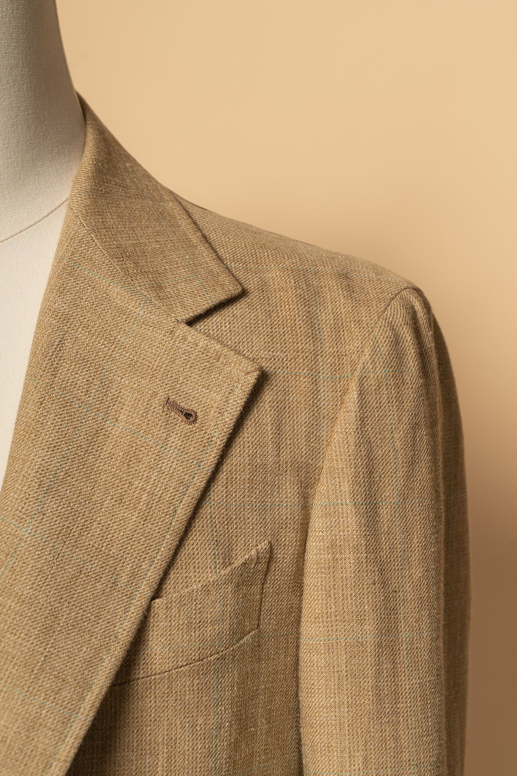 MTO Gold Windowpane Linen Cotton Jacket #649