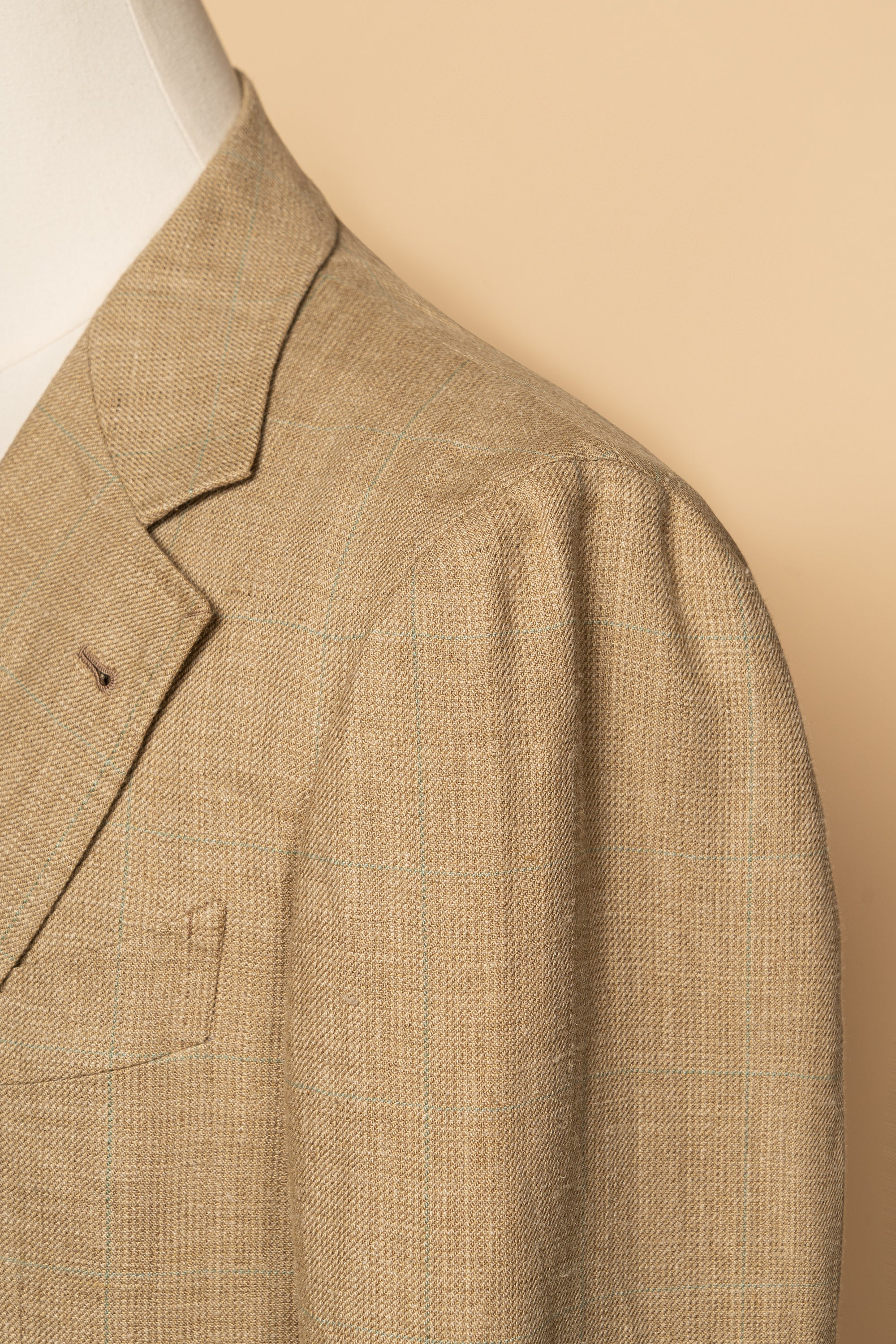 MTO Gold Windowpane Linen Cotton Jacket #649