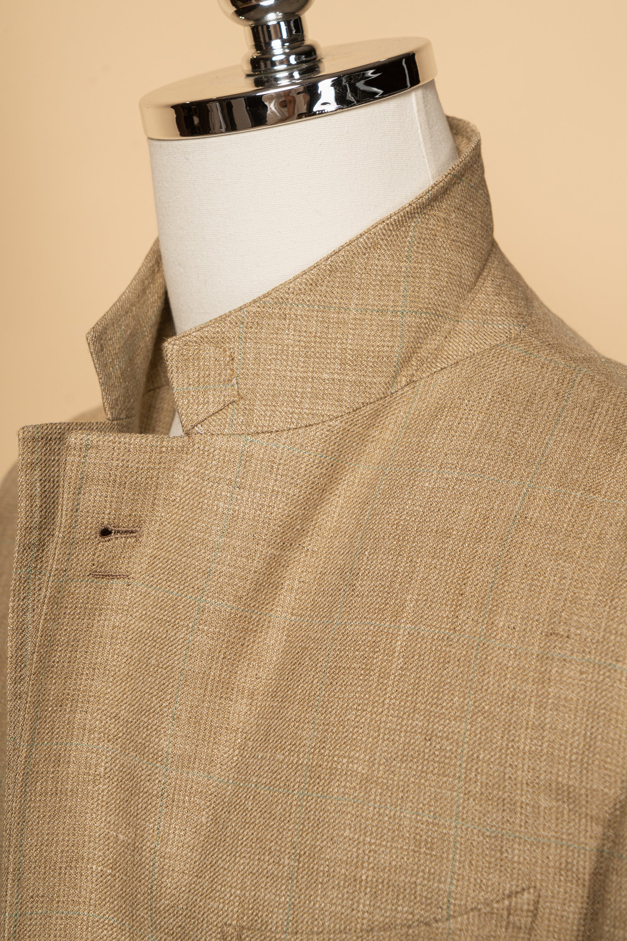 MTO Gold Windowpane Linen Cotton Jacket #649
