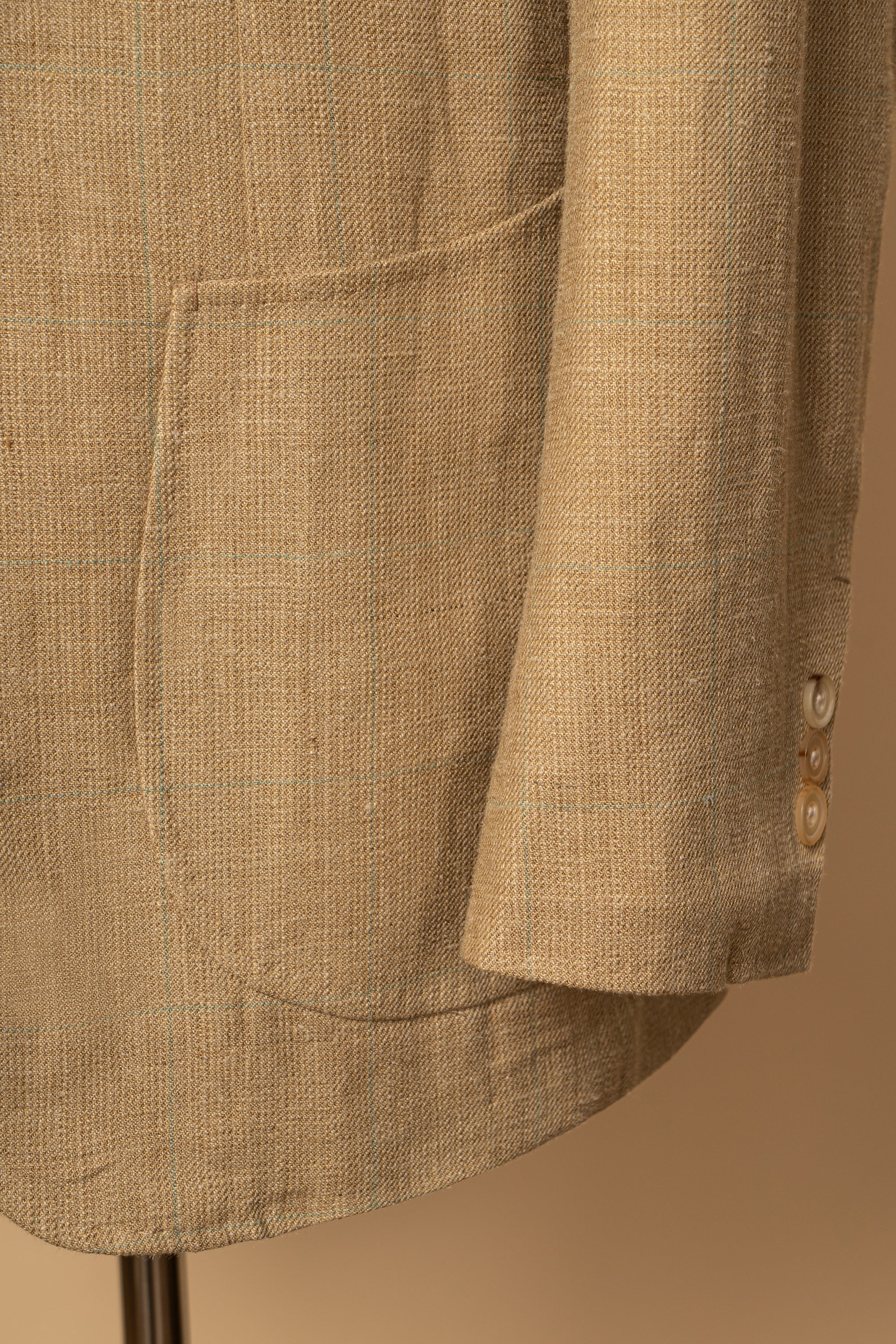 MTO Gold Windowpane Linen Cotton Jacket #649