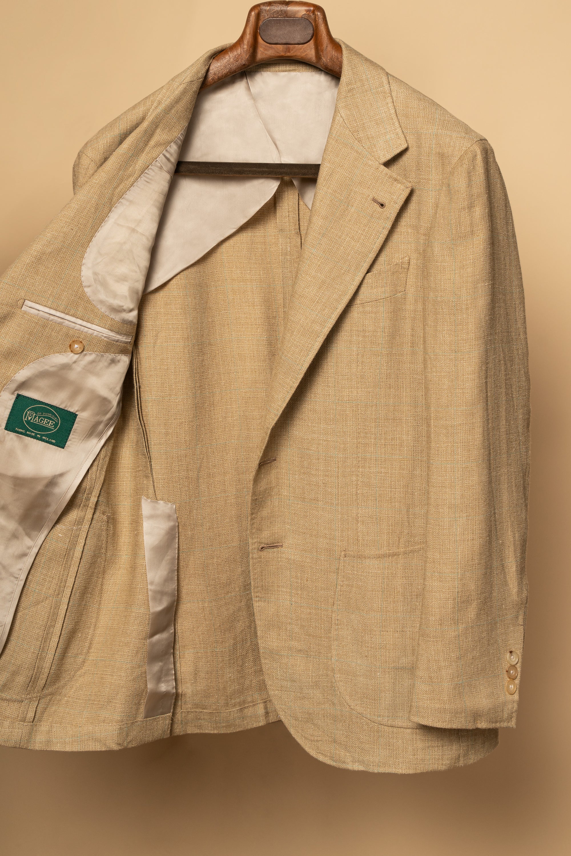 MTO Gold Windowpane Linen Cotton Jacket #649