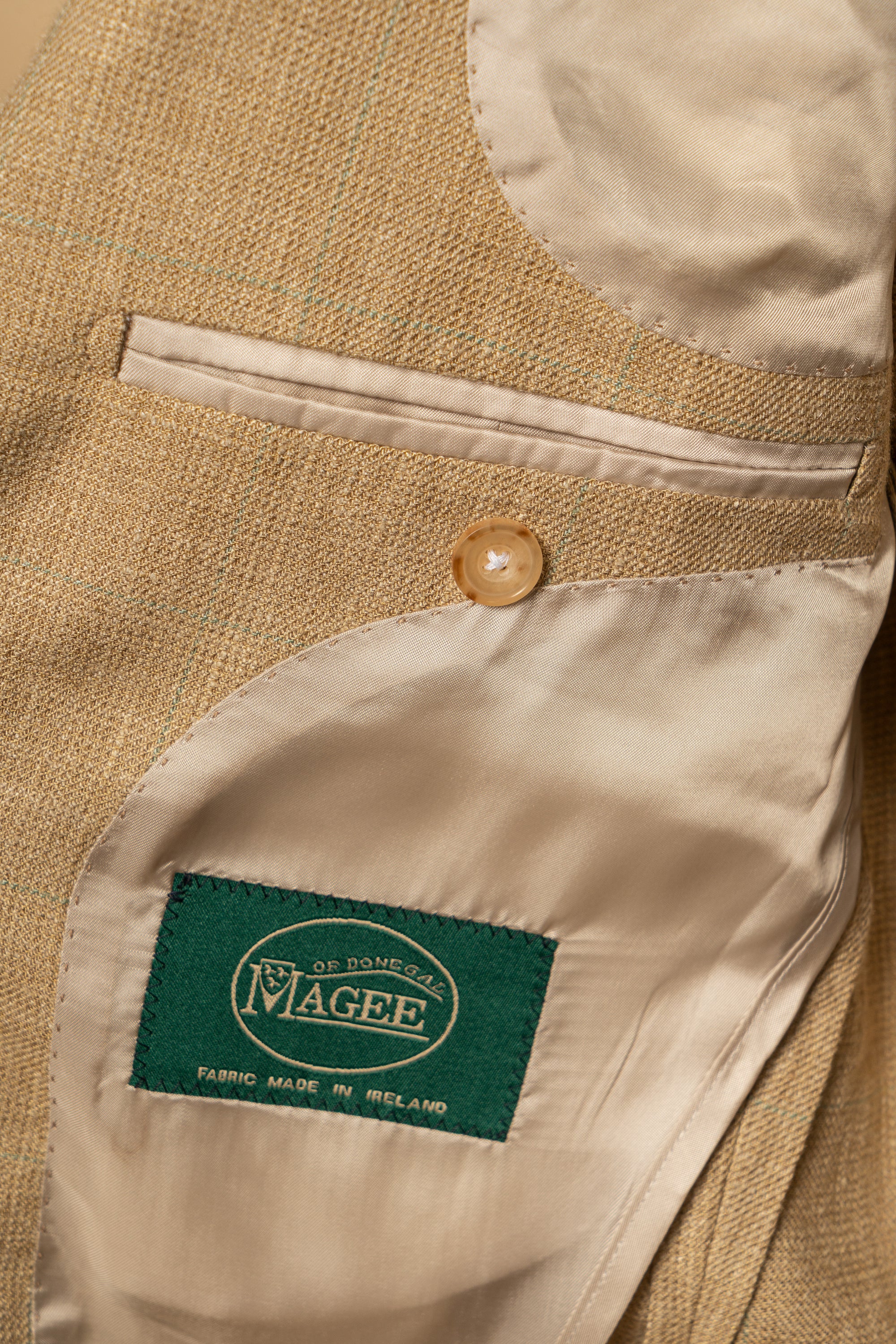 MTO Gold Windowpane Linen Cotton Jacket #649
