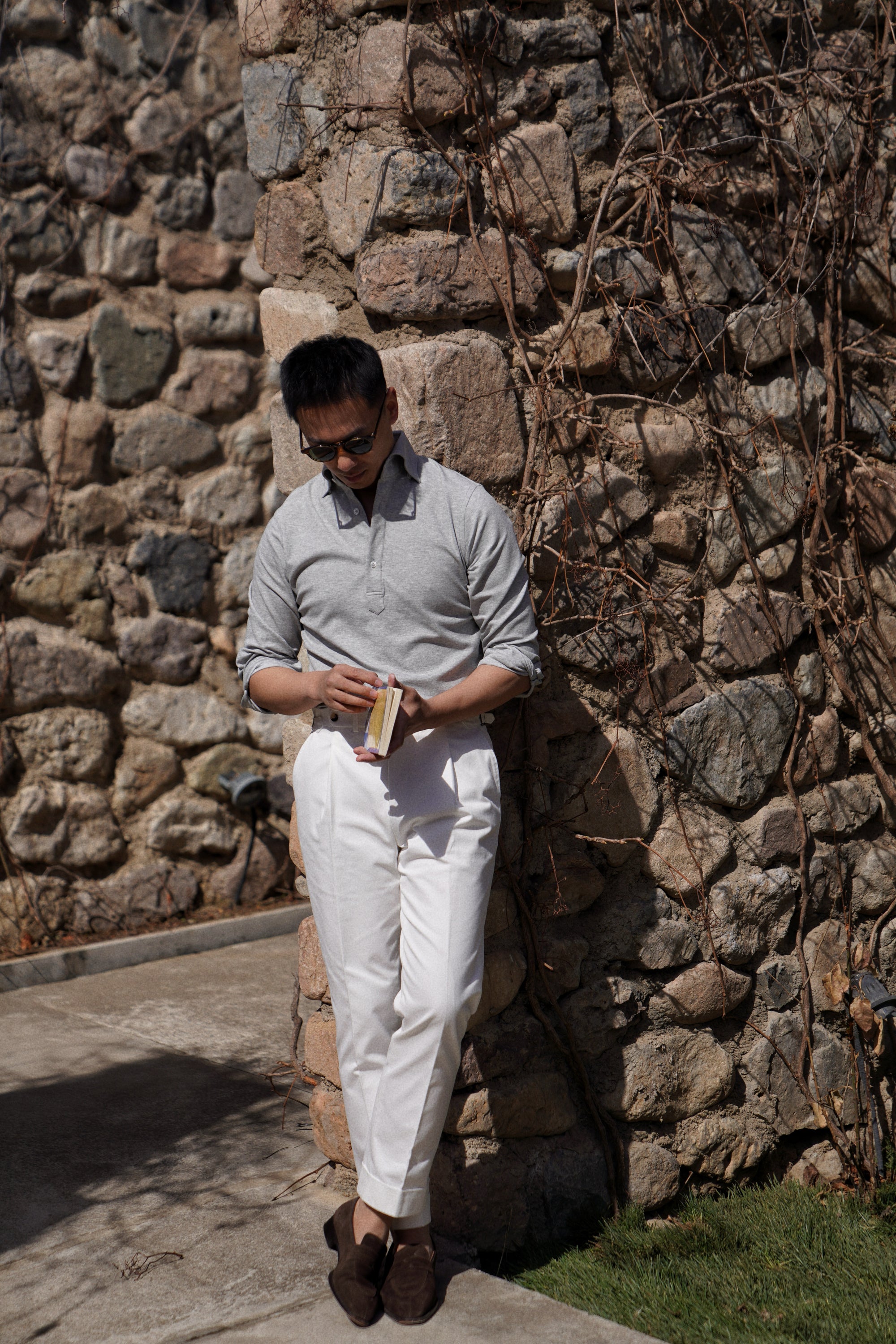 Grey Cotton Blending Polo Shirt #2209