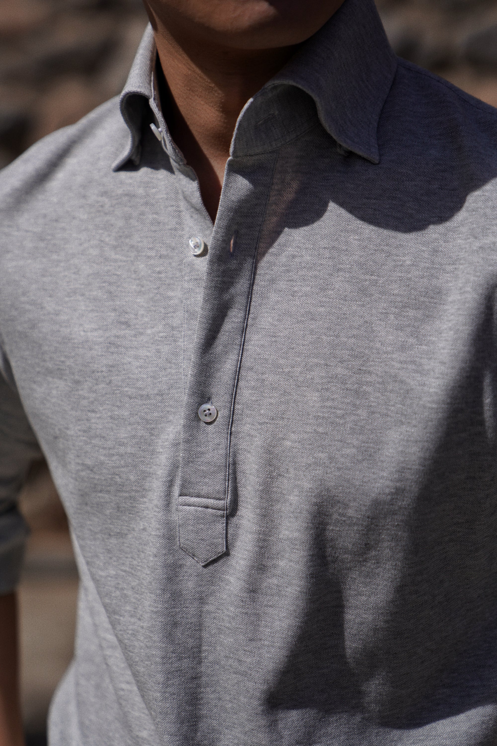 Grey Cotton Blending Polo Shirt #2209