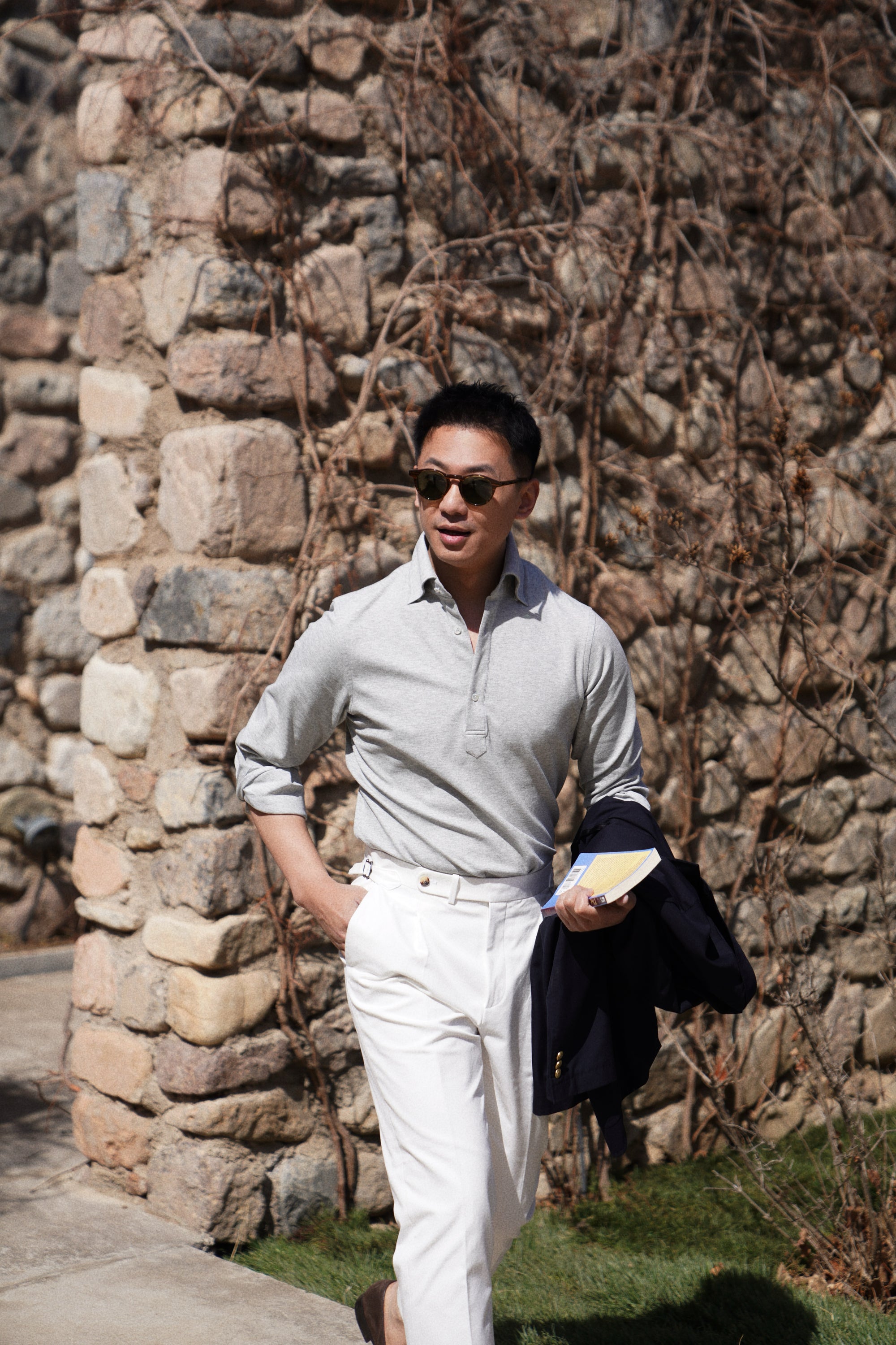 Grey Cotton Blending Polo Shirt #2209