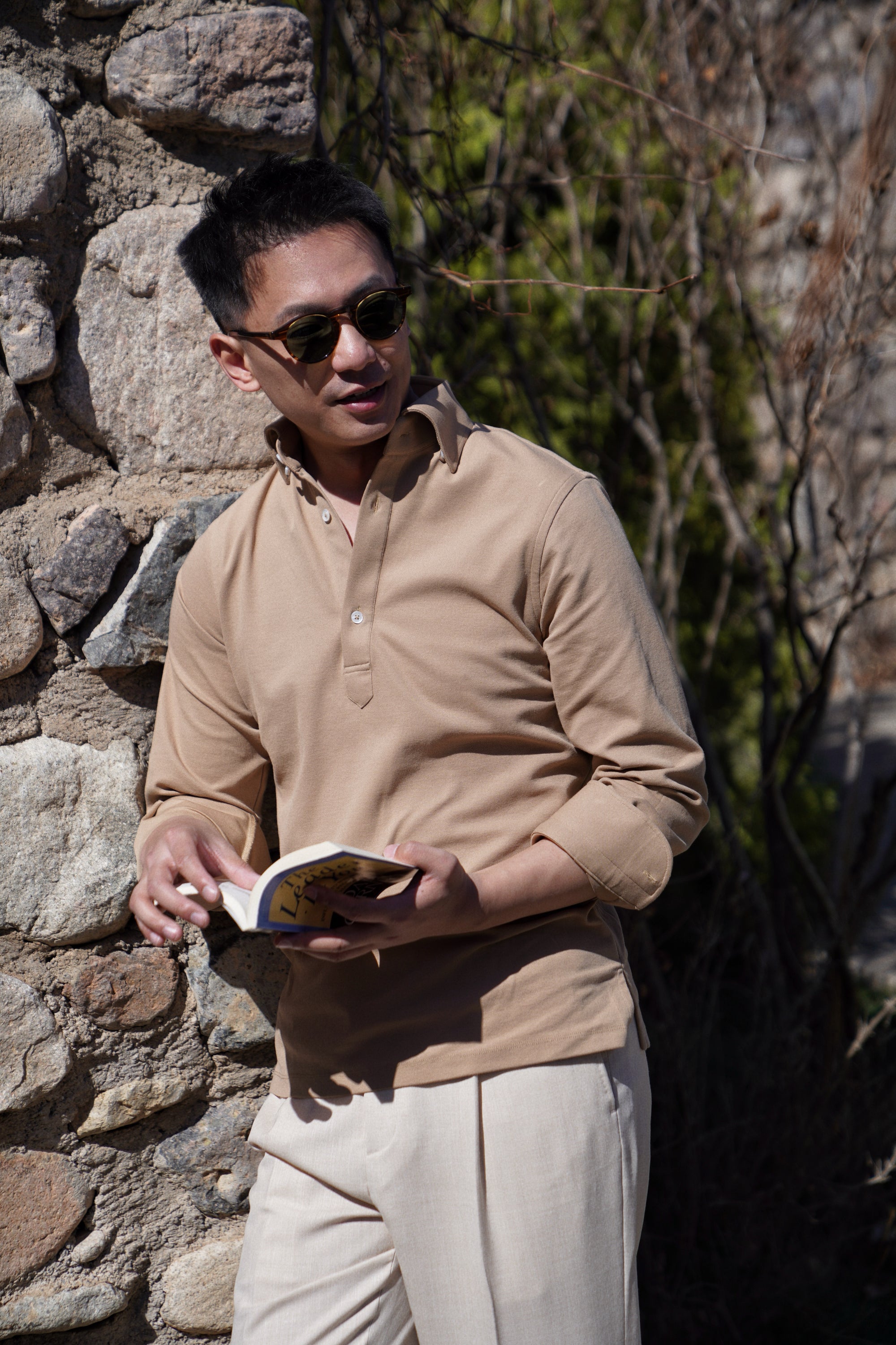 Camel Cotton Blending Polo Shirt #2215