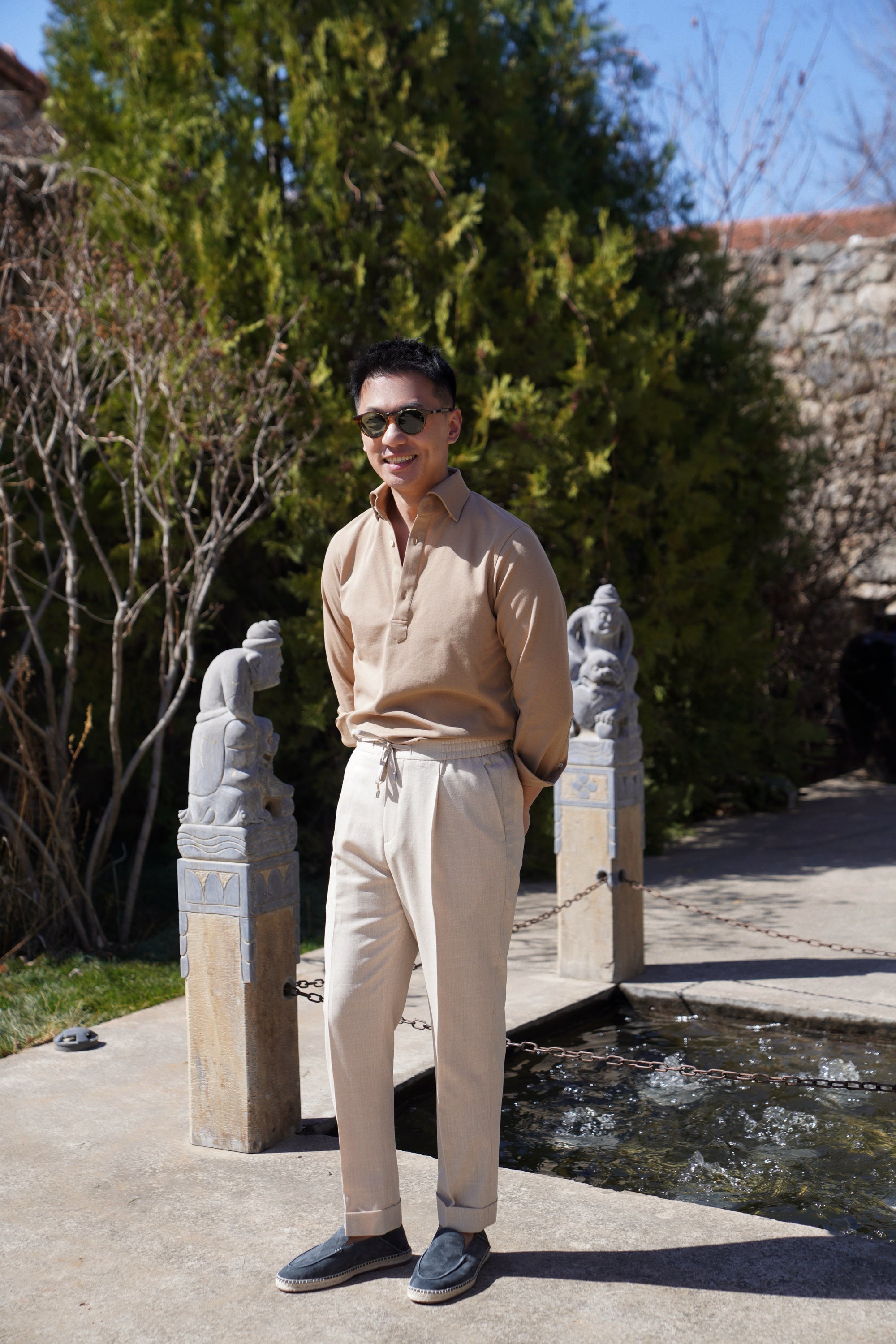 Camel Cotton Blending Polo Shirt #2215