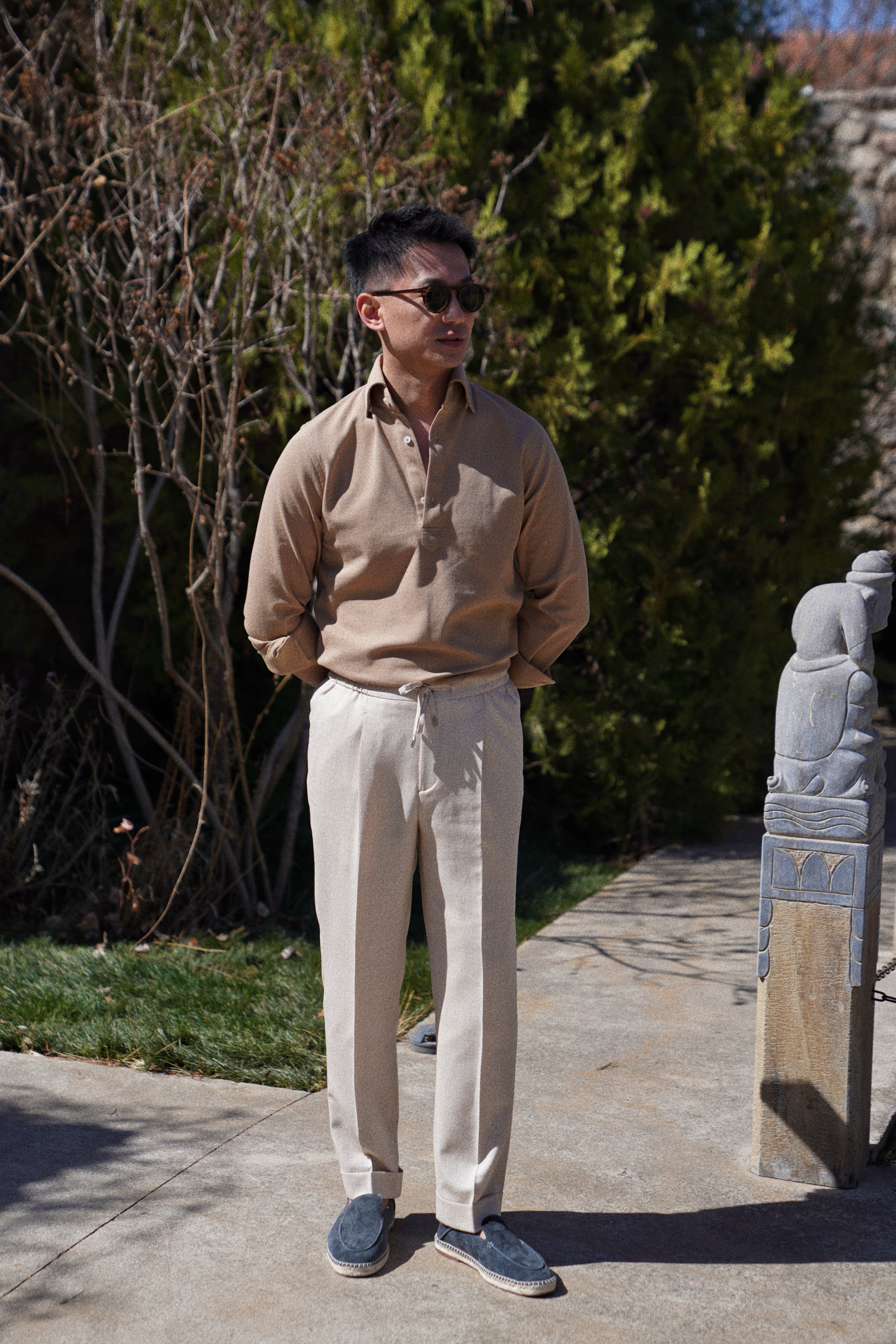 Camel Cotton Blending Polo Shirt #2215