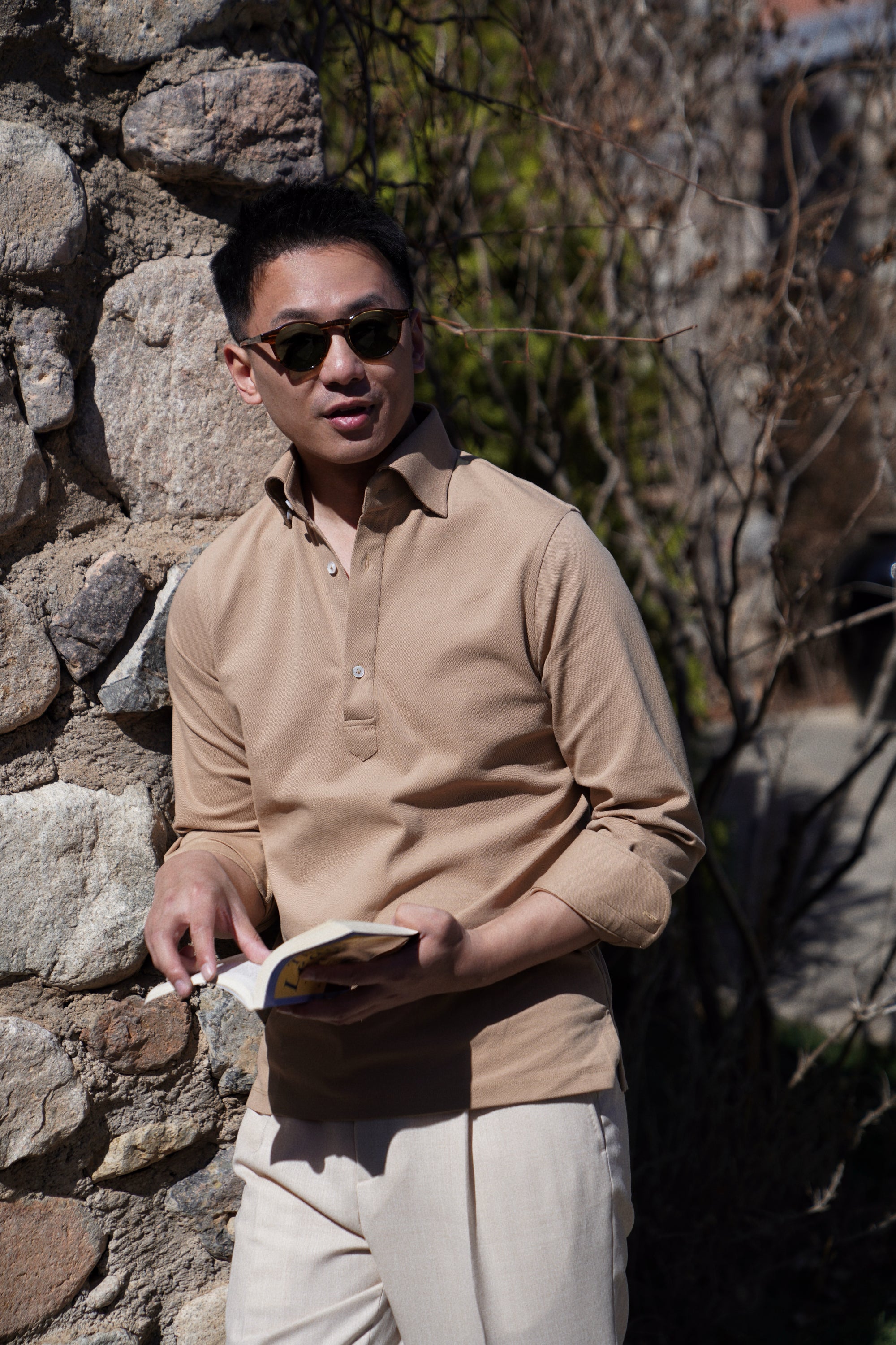 Camel Cotton Blending Polo Shirt #2215