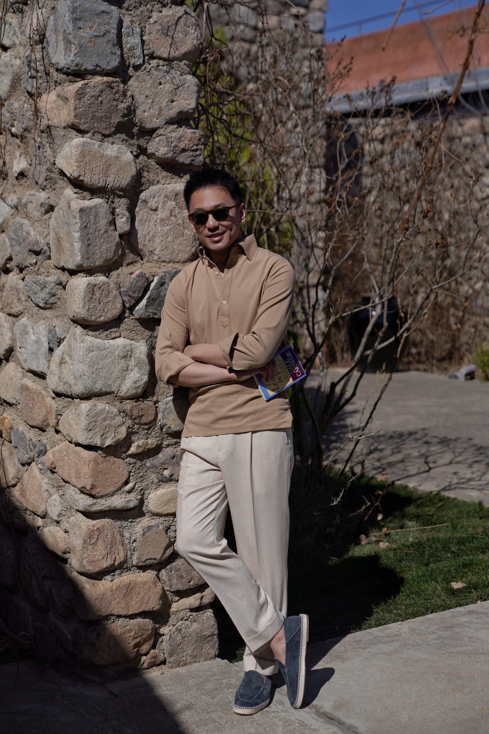 Camel Cotton Blending Polo Shirt #2215