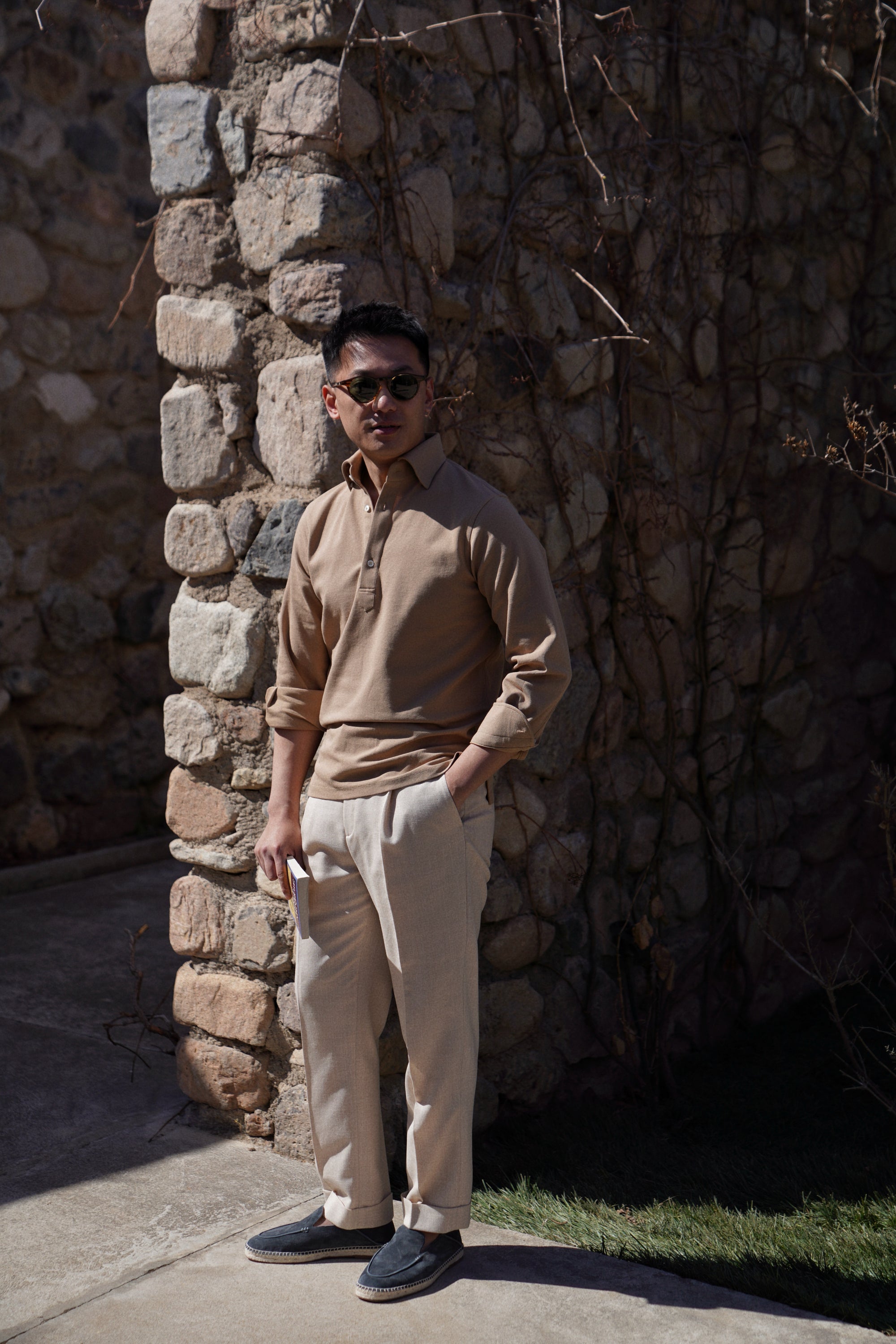 Camel Cotton Blending Polo Shirt #2215
