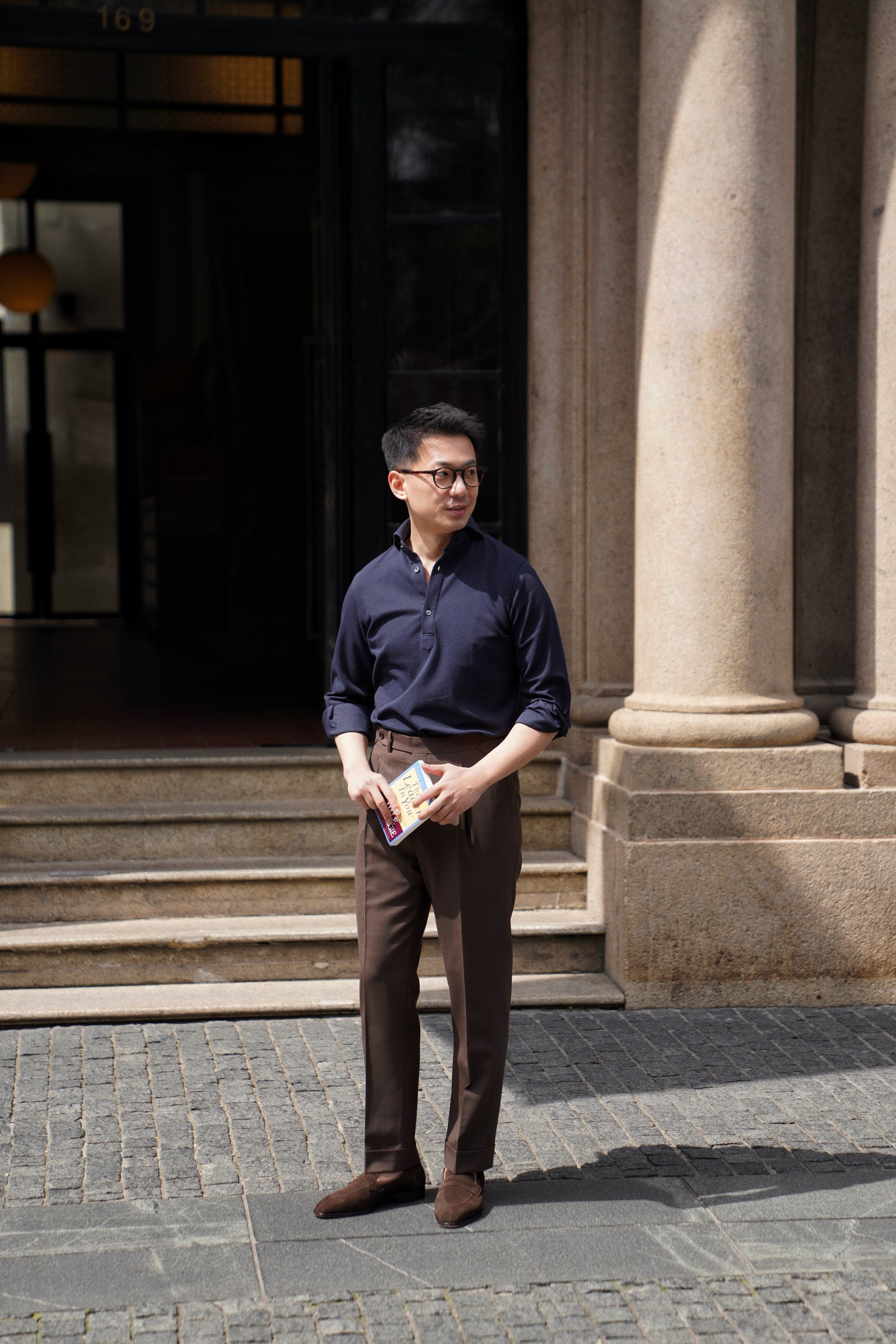 Navy Cotton Blending Polo Shirt #2231