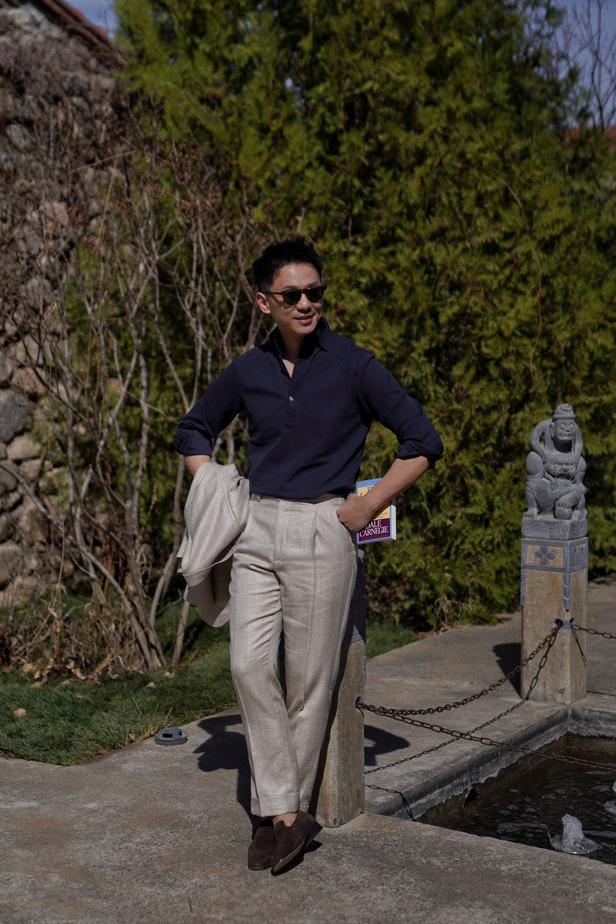 Navy Cotton Blending Polo Shirt #2231