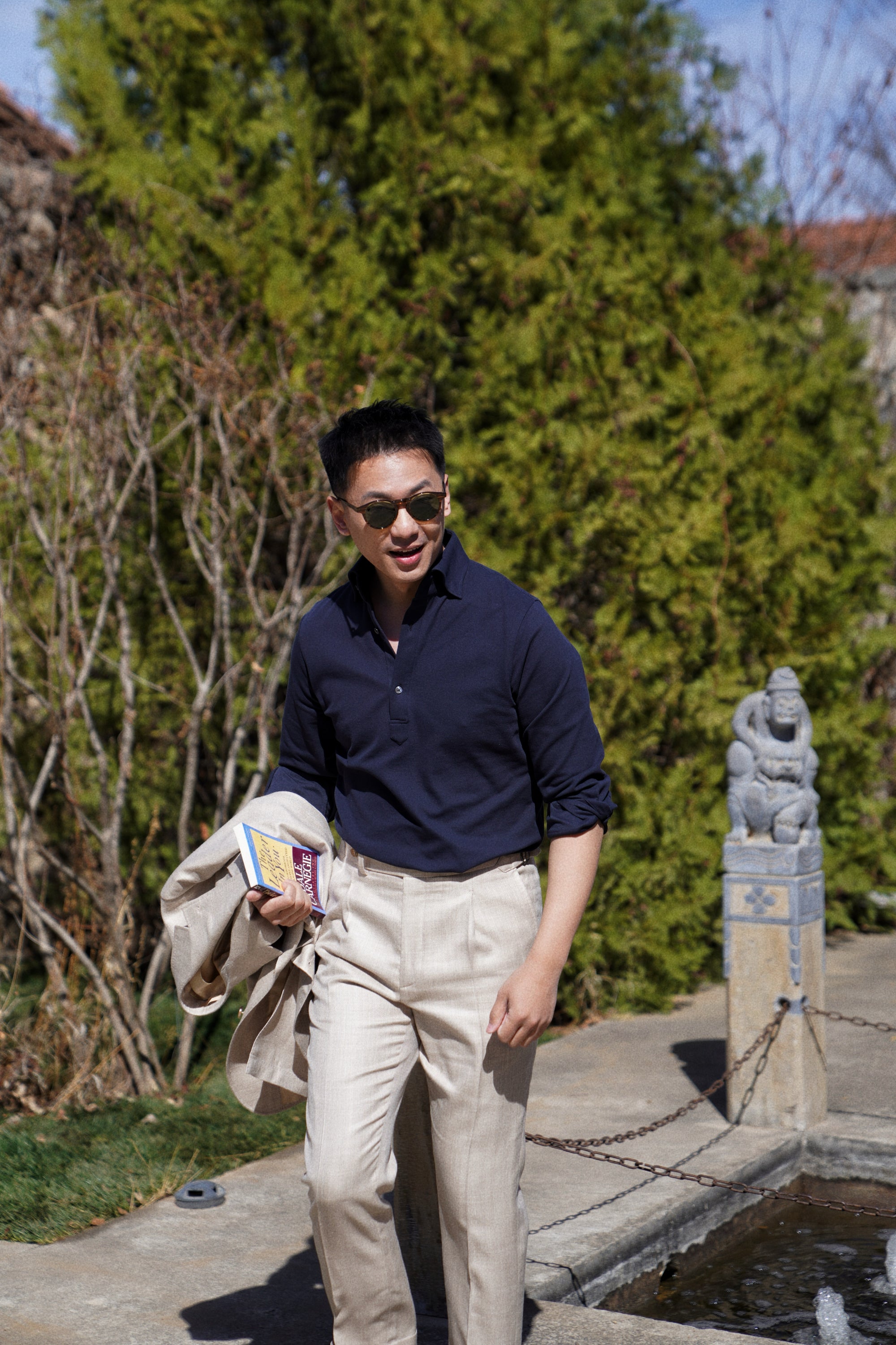 Navy Cotton Blending Polo Shirt #2231