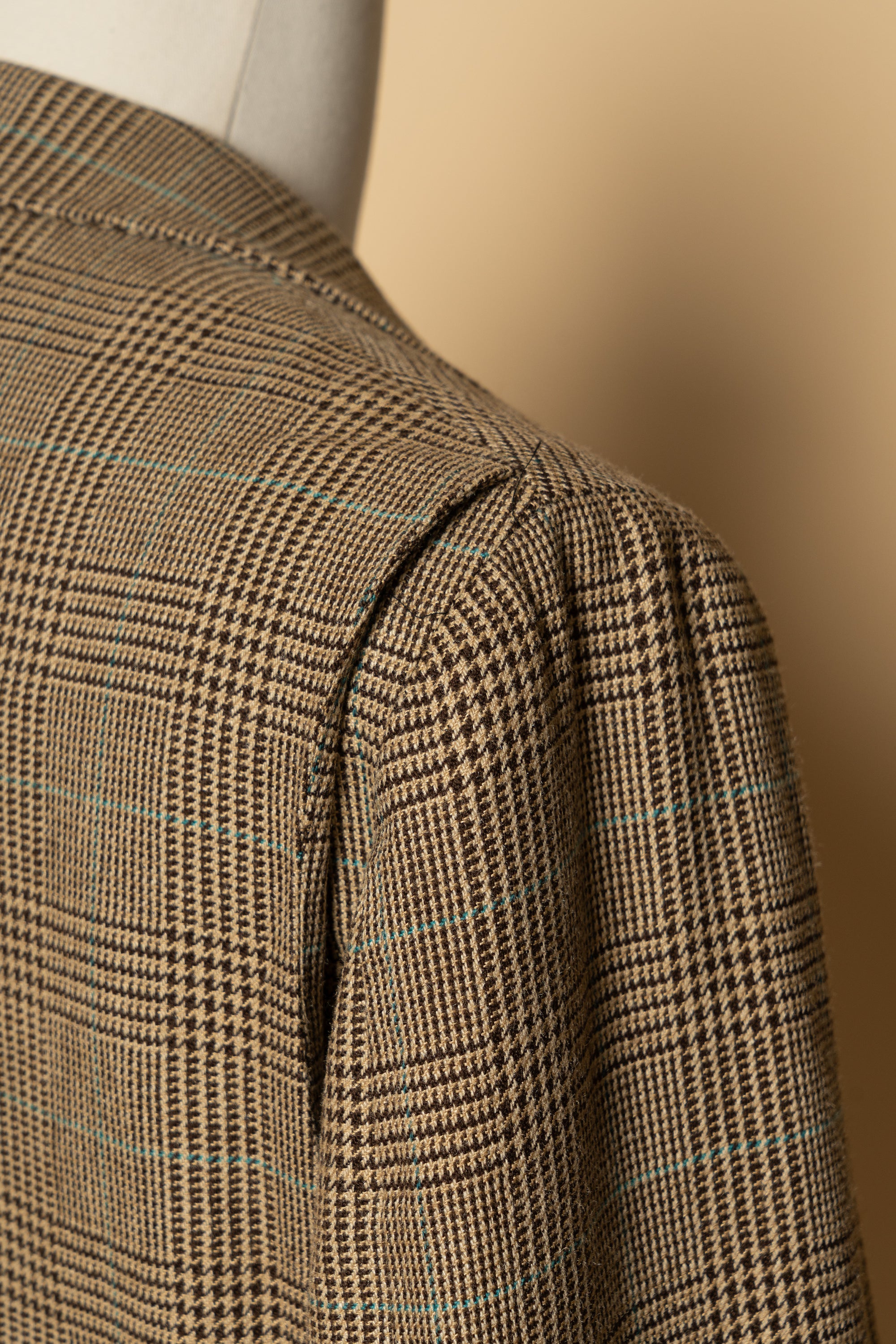 MTO Mocha Glen Check Linen Cotton Jacket #647