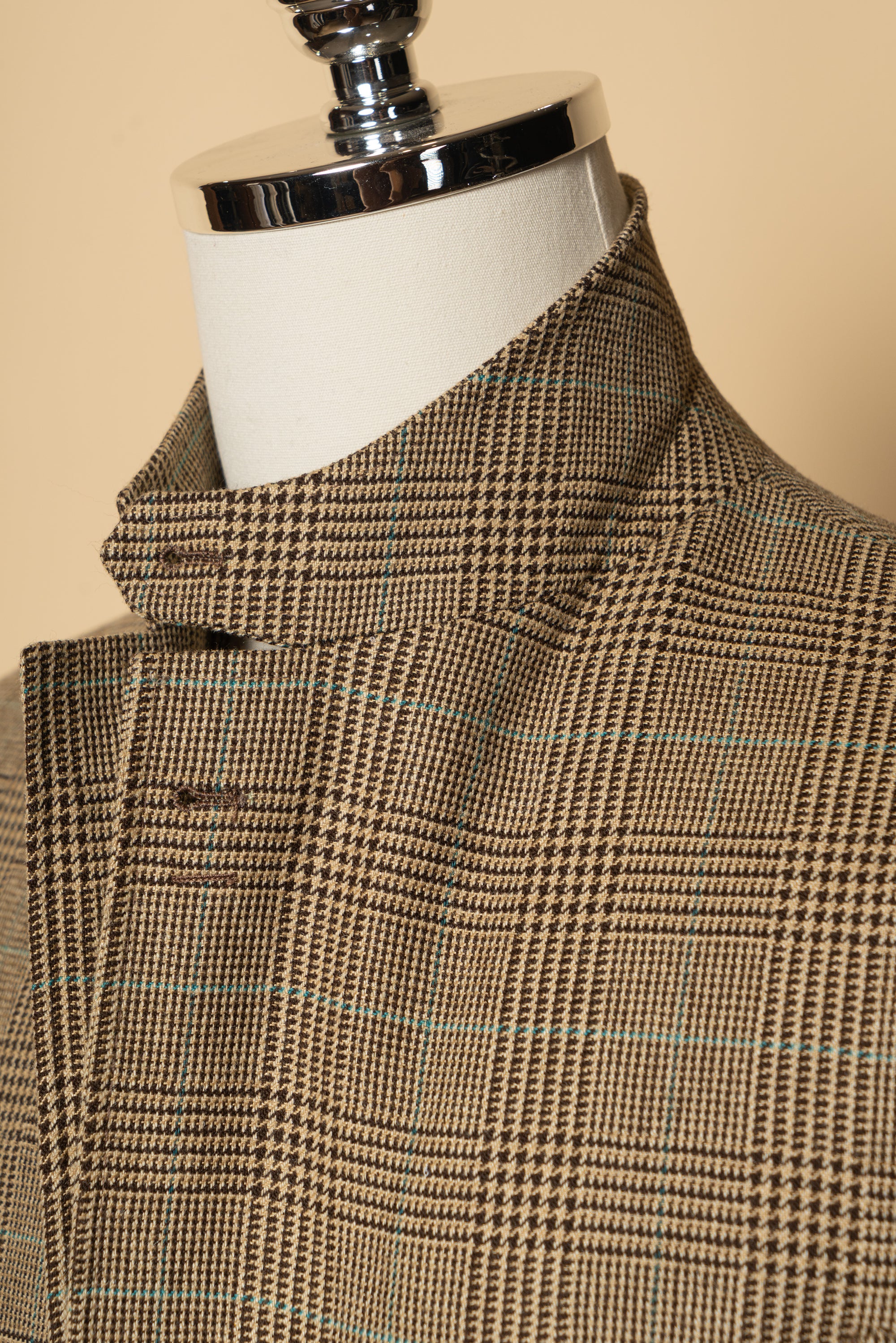 MTO Mocha Glen Check Linen Cotton Jacket #647