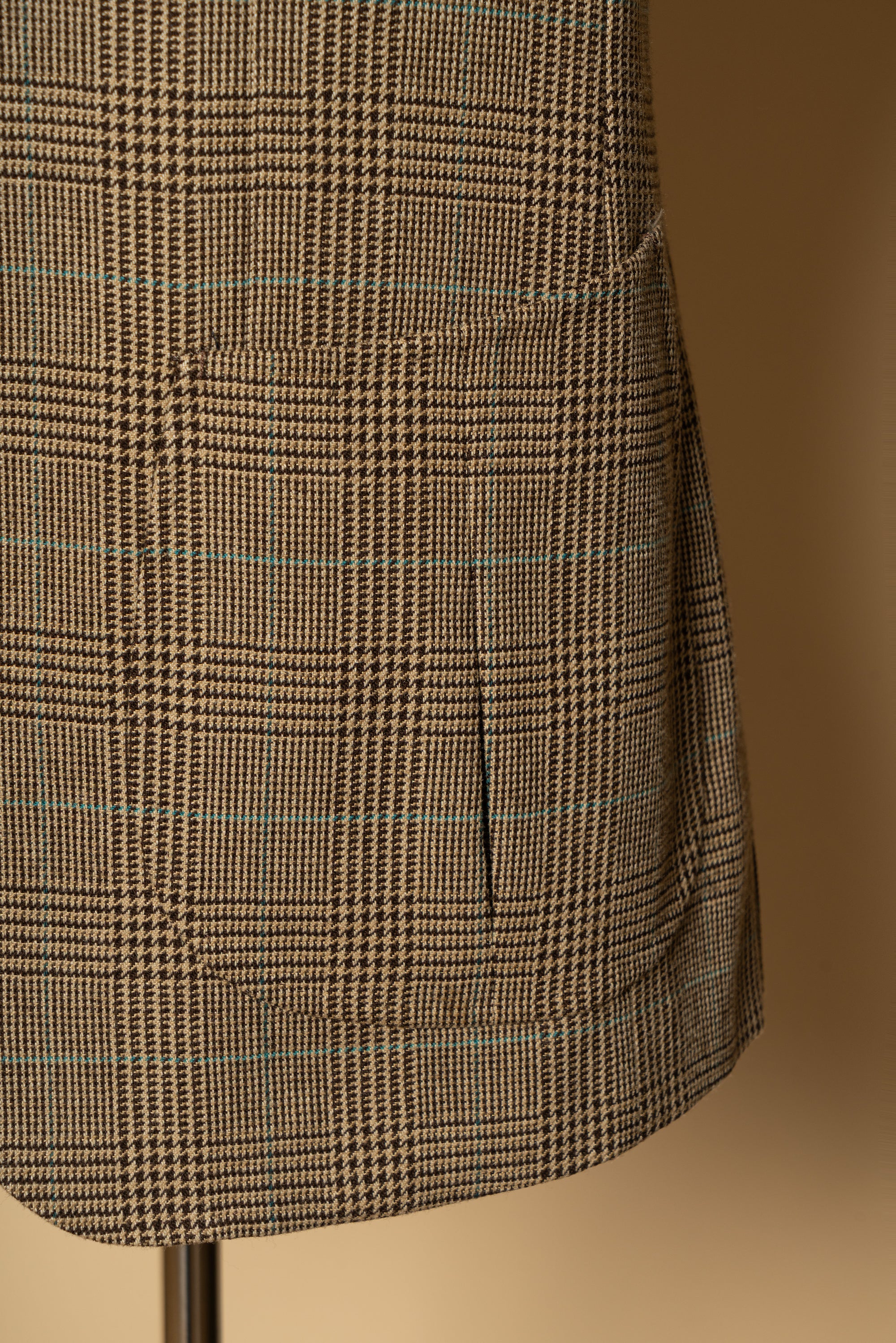 MTO Mocha Glen Check Linen Cotton Jacket #647