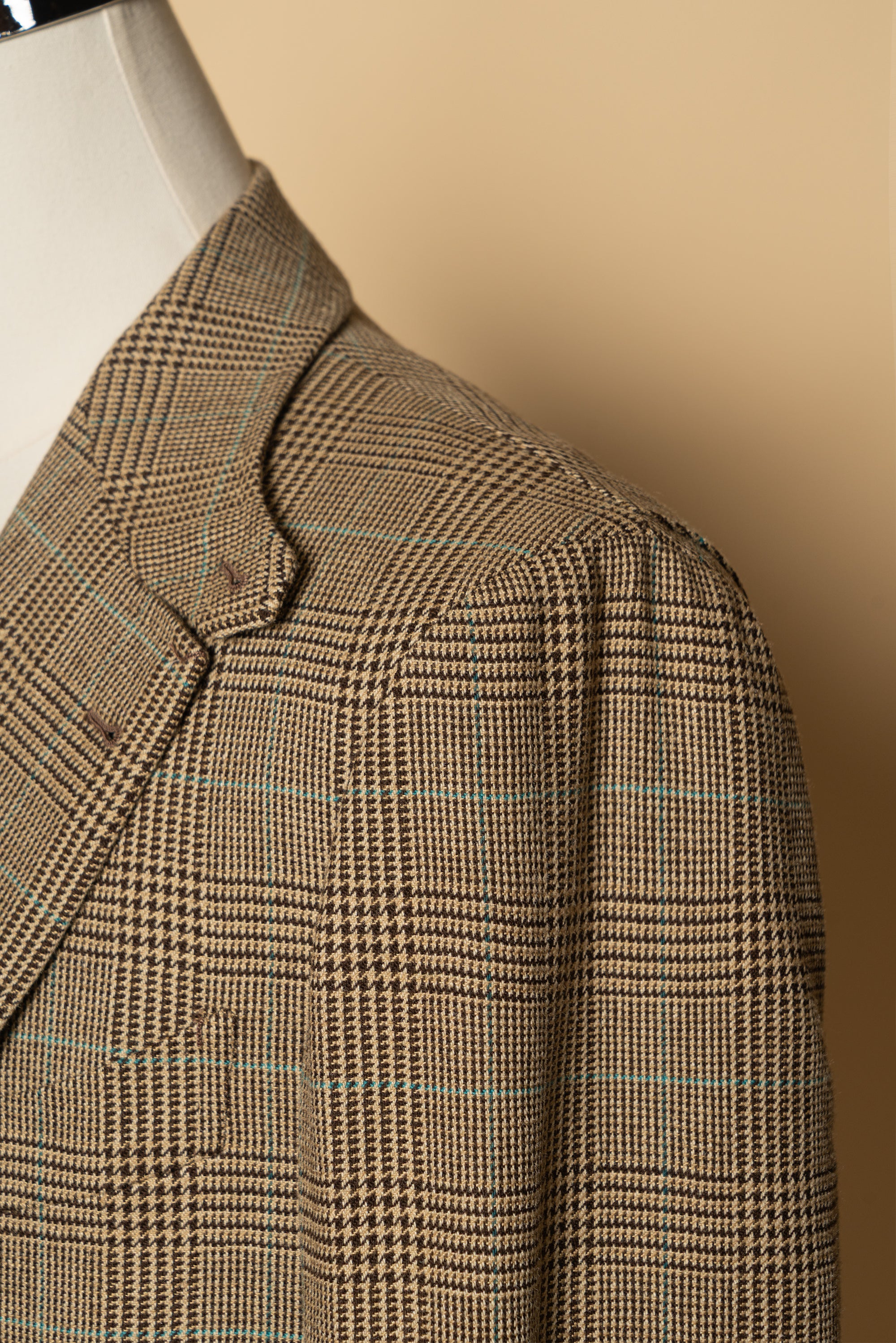 MTO Mocha Glen Check Linen Cotton Jacket #647