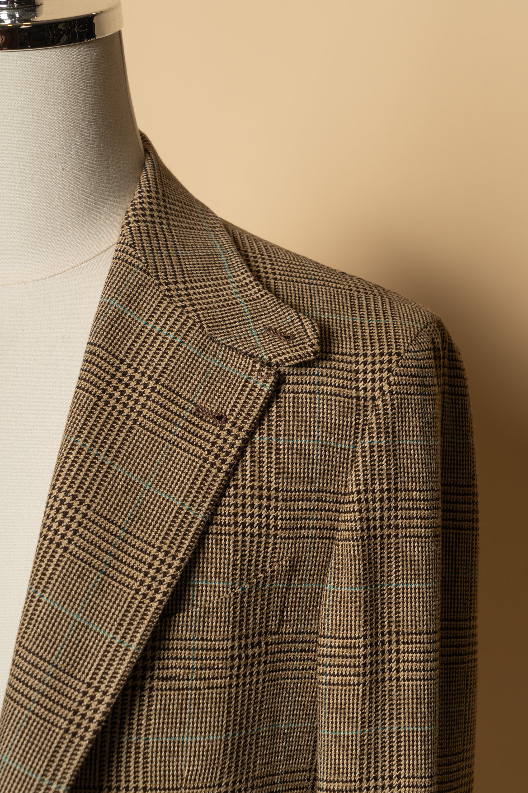 MTO Mocha Glen Check Linen Cotton Jacket #647