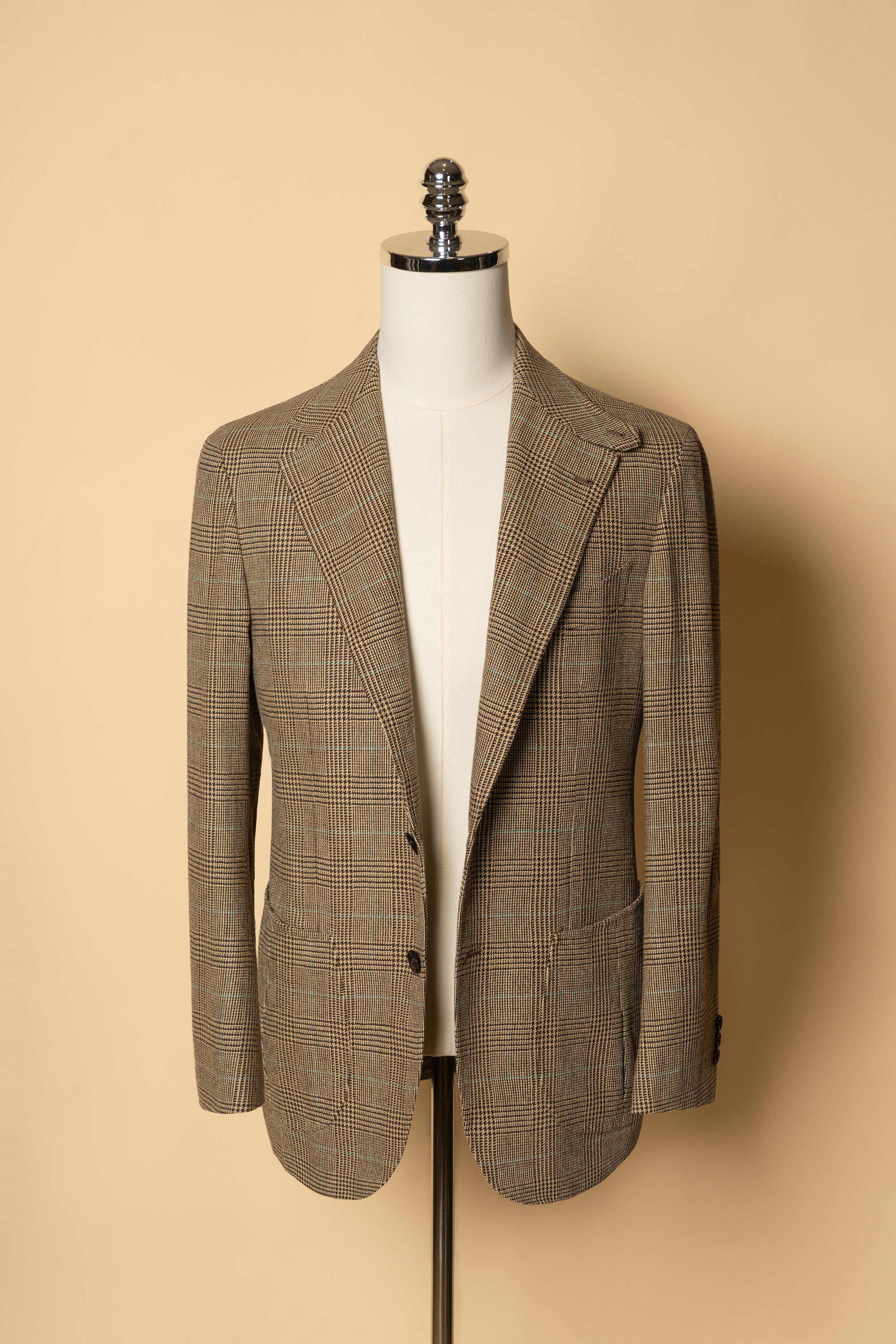 MTO Mocha Glen Check Linen Cotton Jacket #647