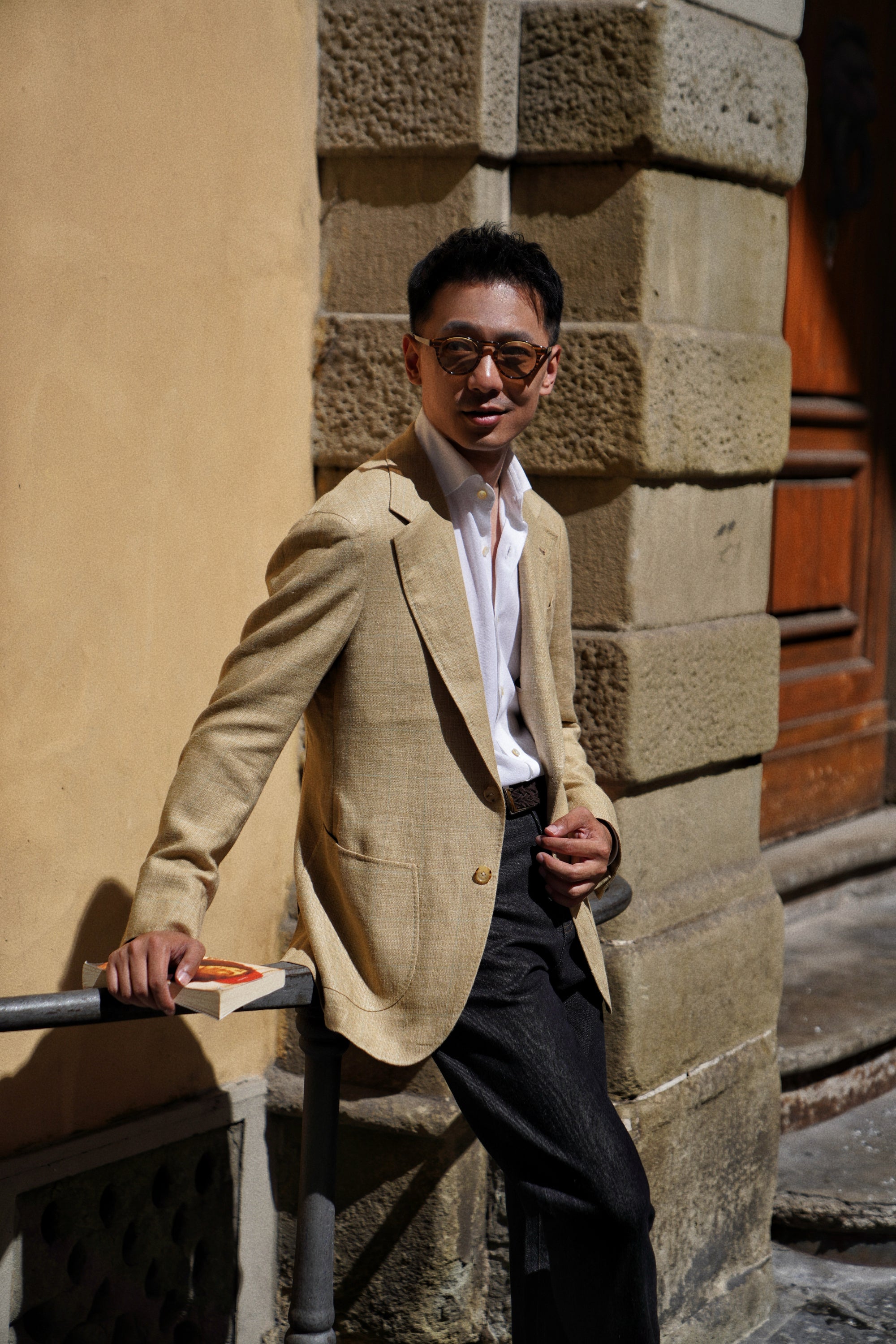 MTO Gold Windowpane Linen Cotton Jacket #649